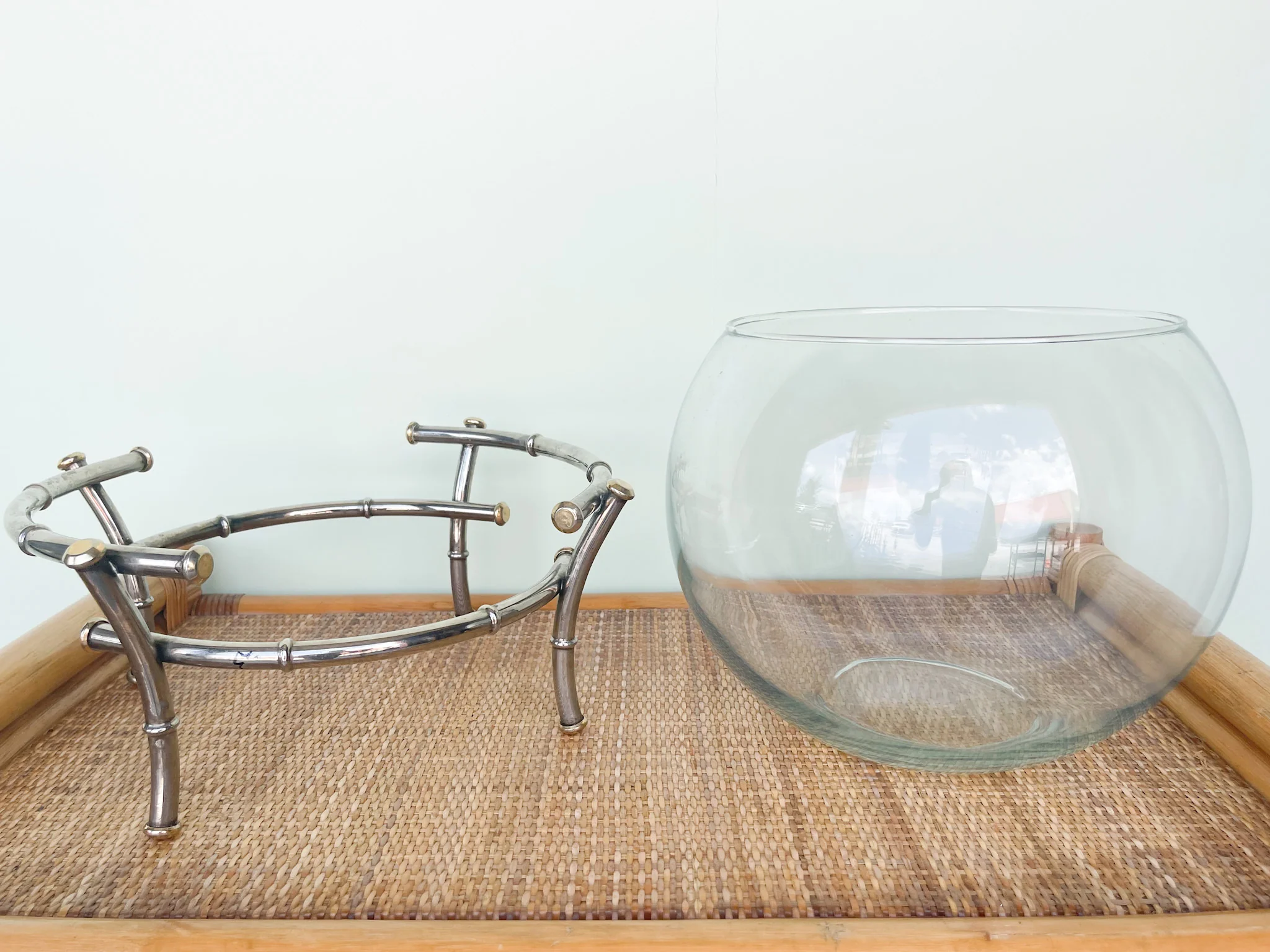 Faux Bamboo Silver Punch Bowl - Image 5