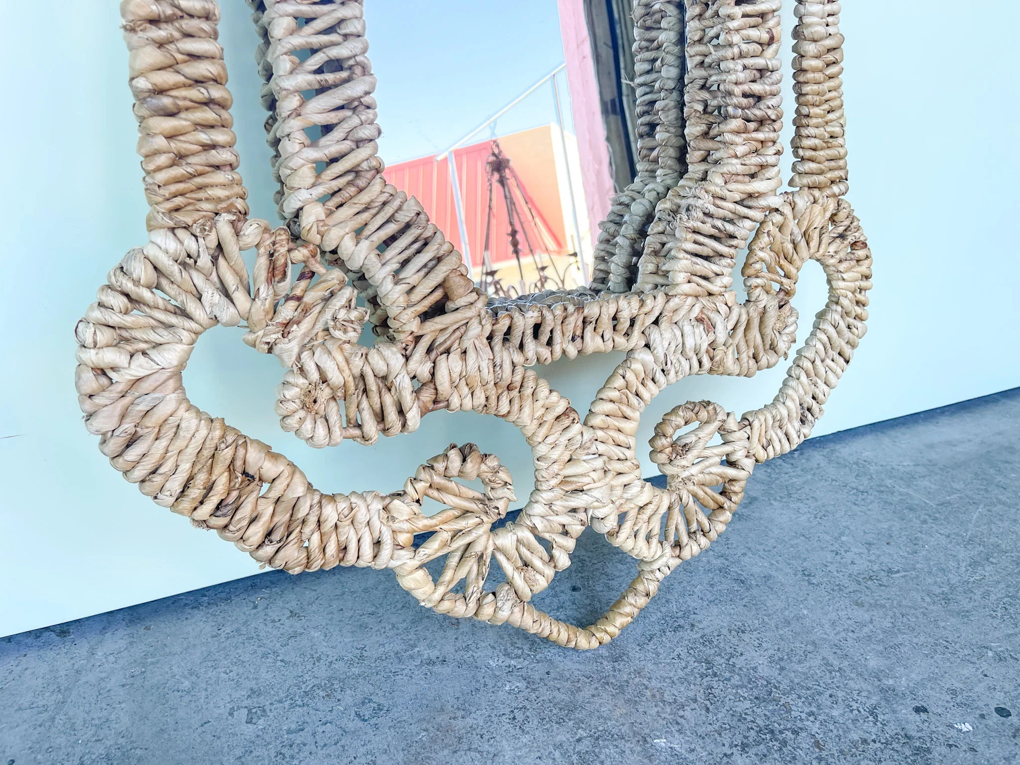 Raffia Wrapped Mirror - Image 4