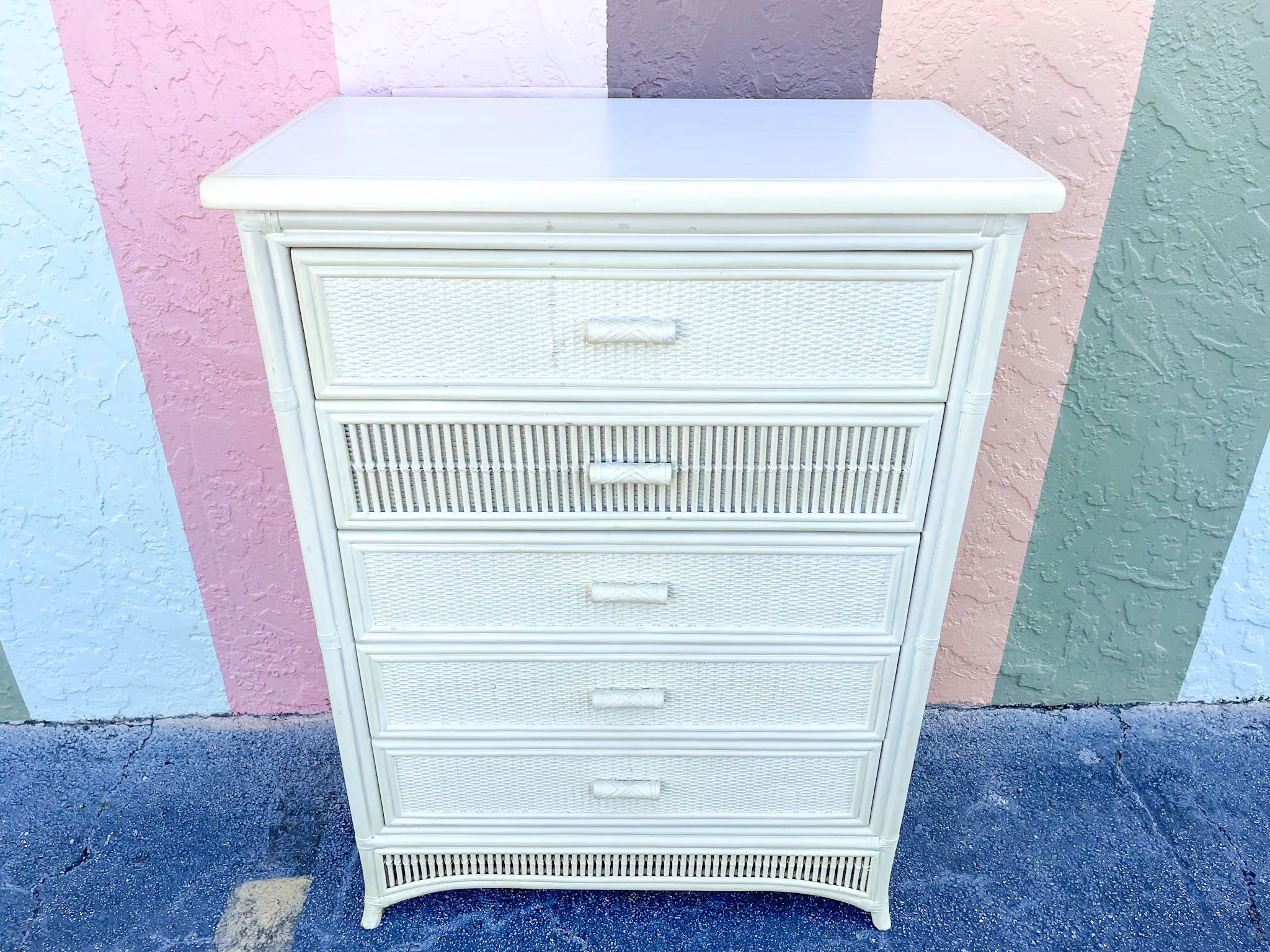 Rattan and Stick Wicker Tall Chest - Image 5