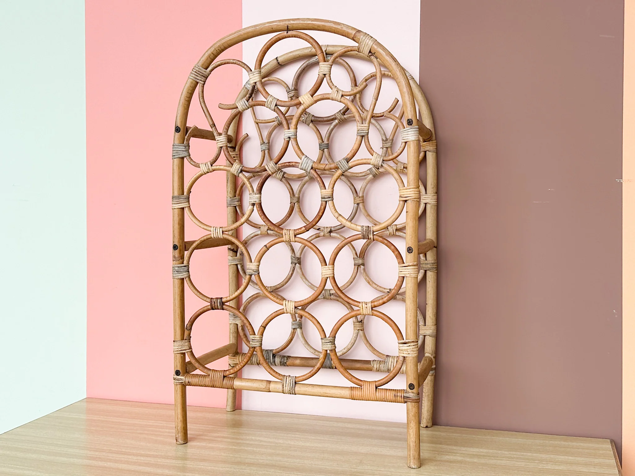 Rattan Arch Wine Rack - Image 3