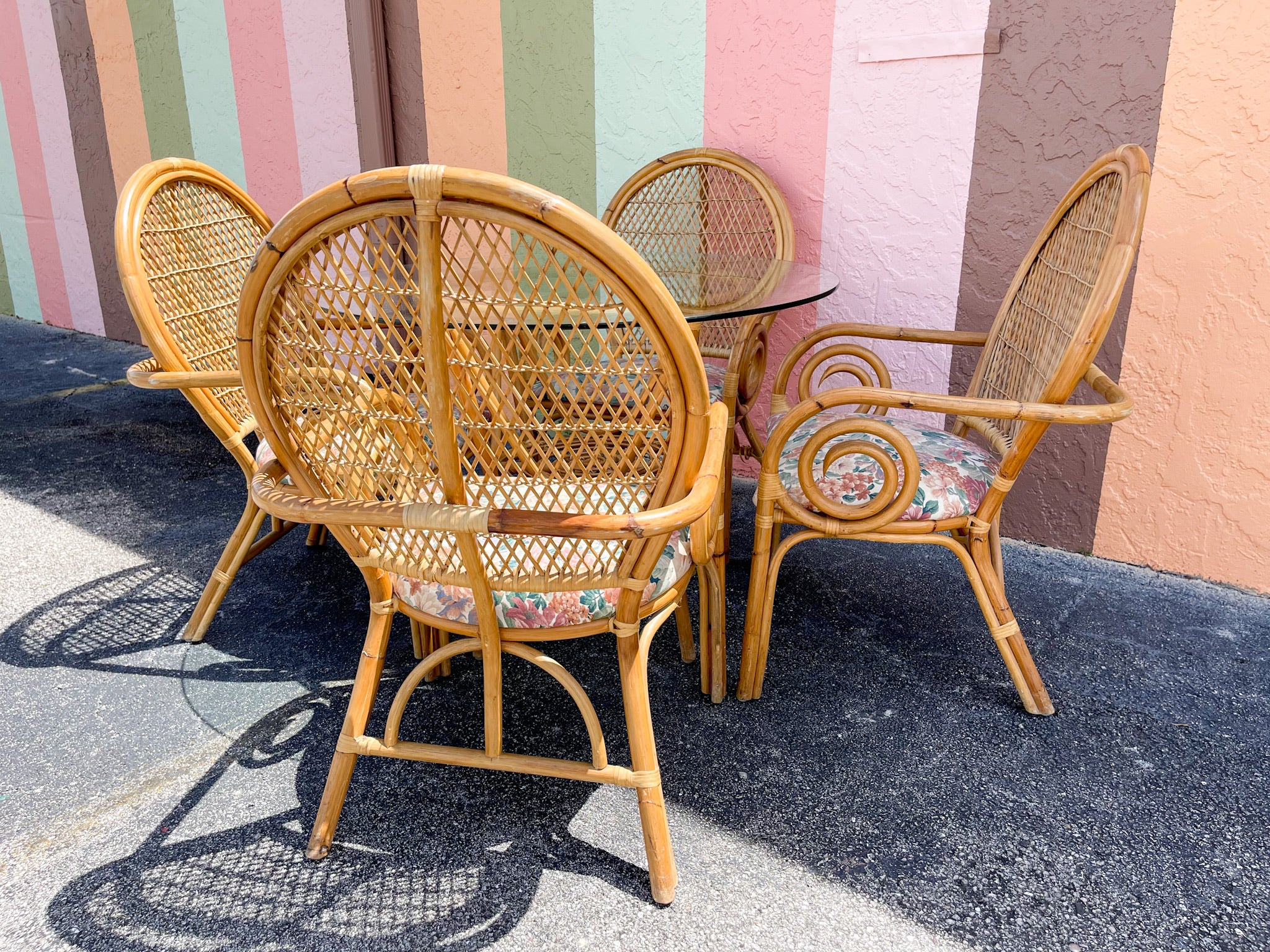 Rattan Balloon Back Table and Chair Set - Image 3