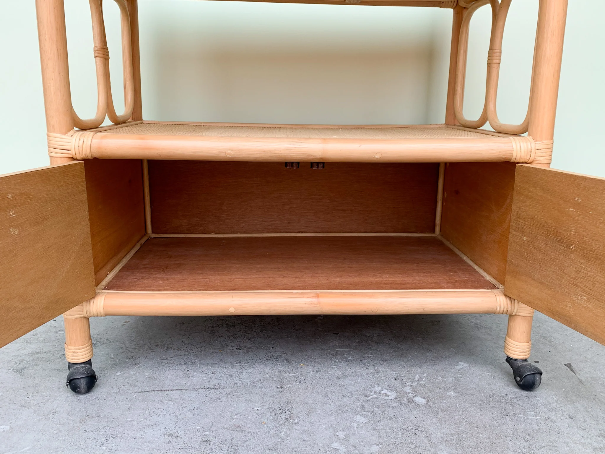 Rattan Bar Cabinet on Casters - Image 3