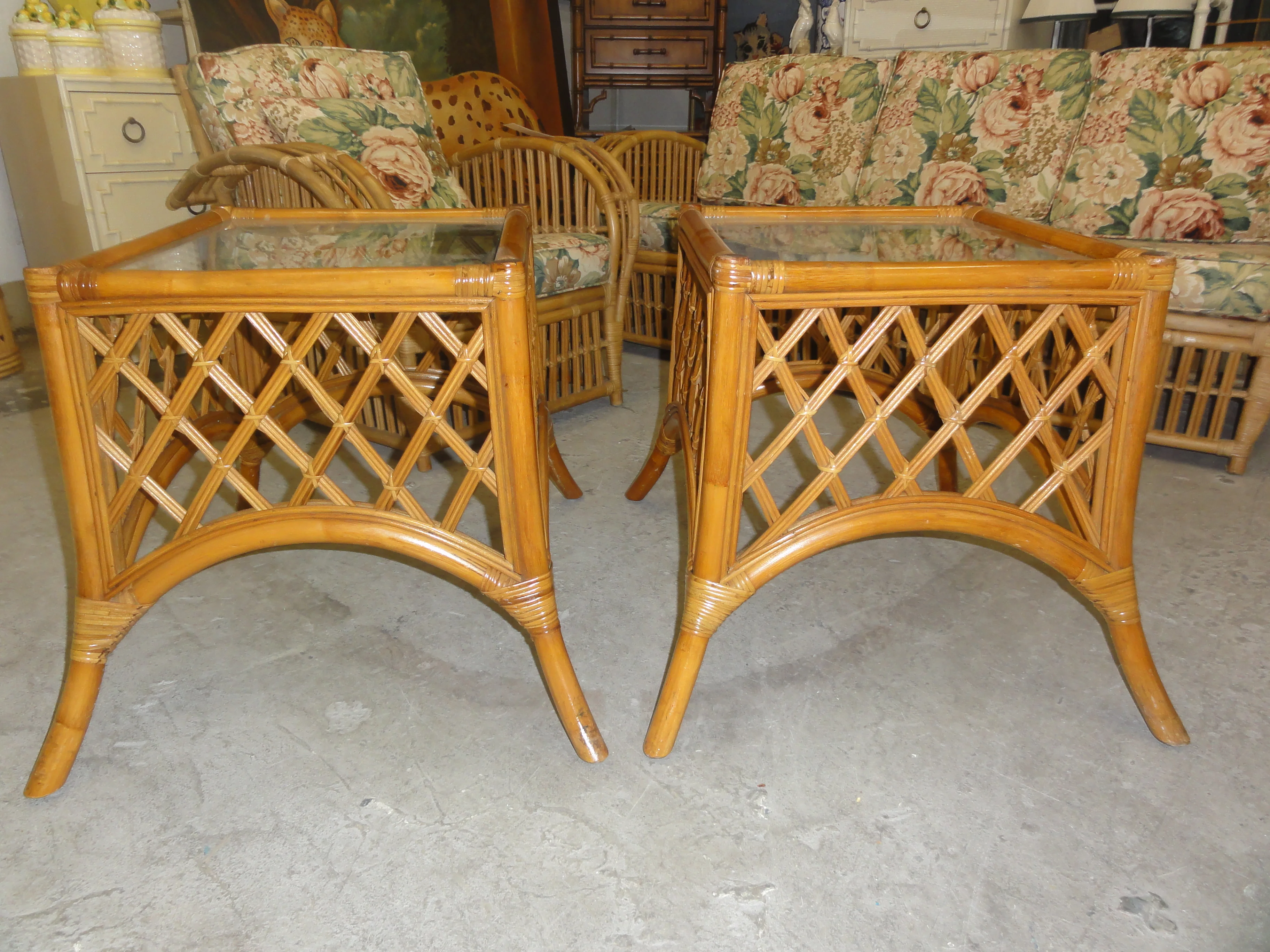 Rattan Diamond Pattern Side Tables - Image 3