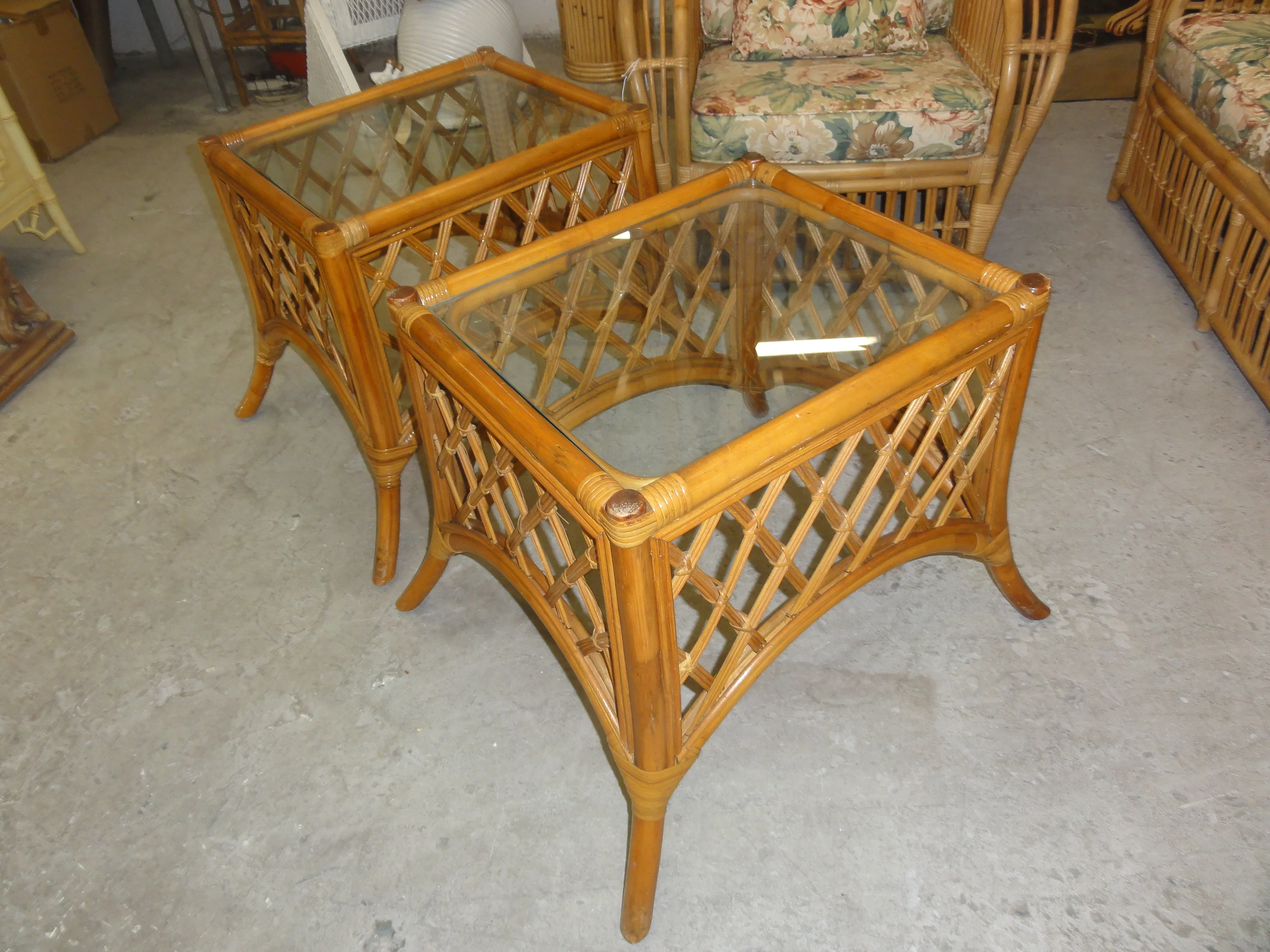Rattan Diamond Pattern Side Tables - Image 4