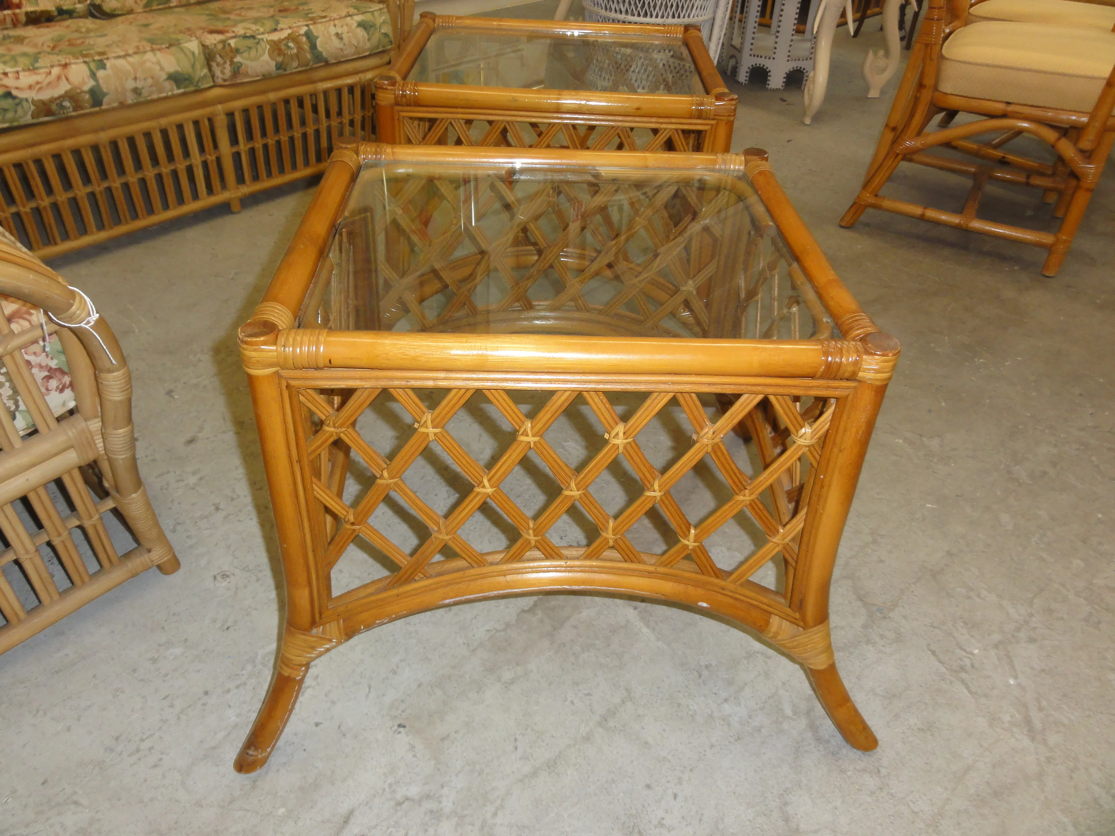 Rattan Diamond Pattern Side Tables - Image 5