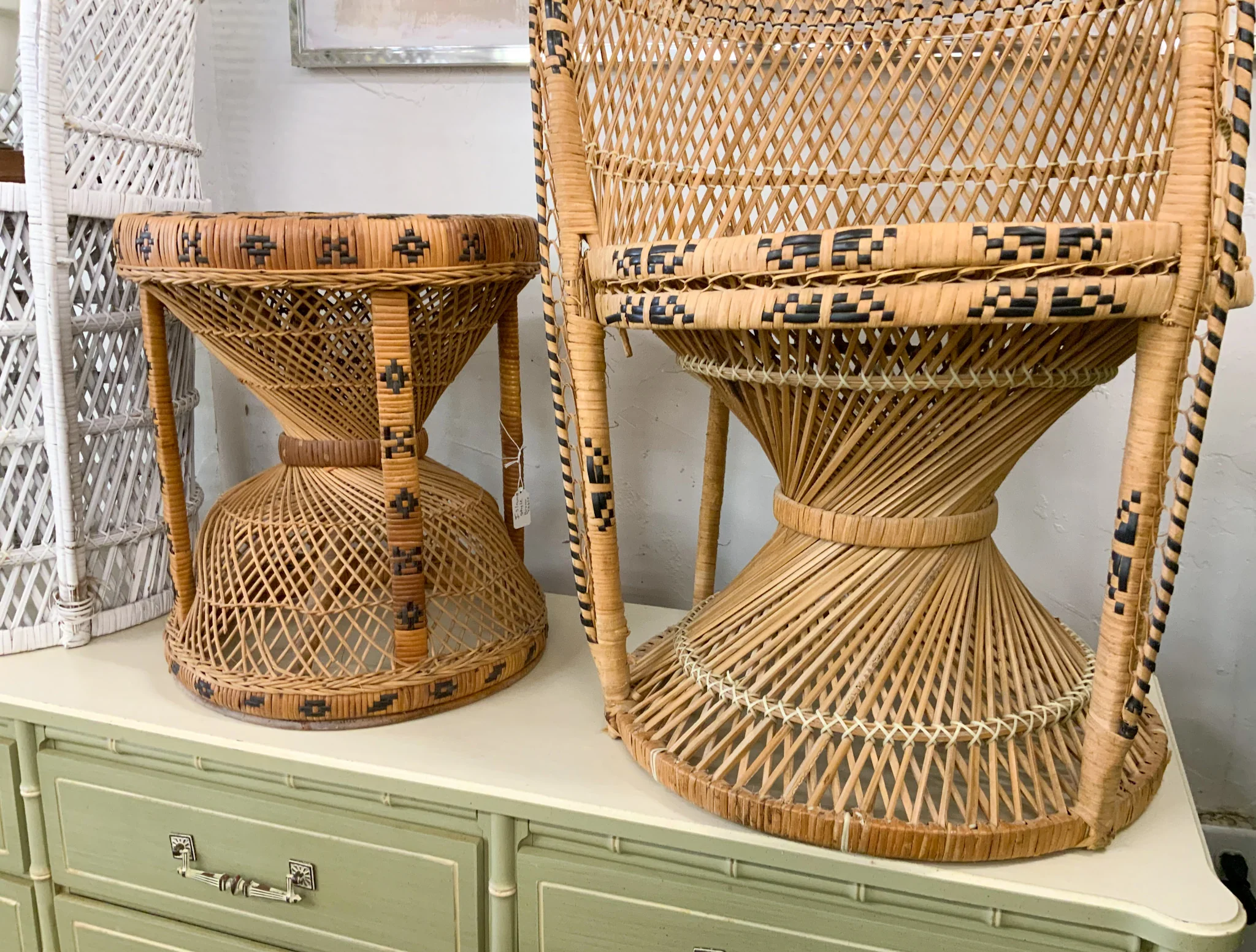 Rattan Fan Chair With Black Piping - Image 2
