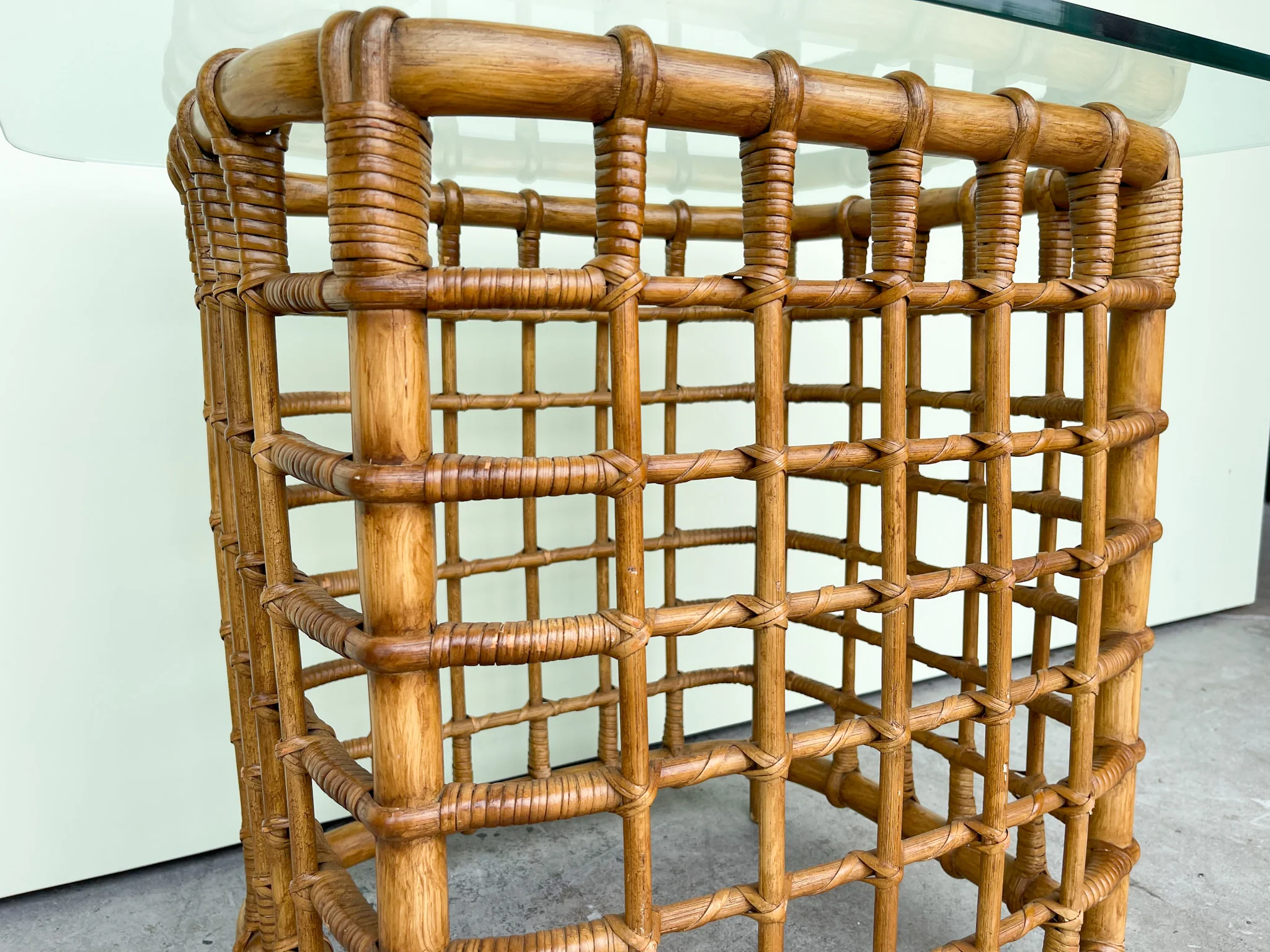 Rattan Grid Side Table - Image 5