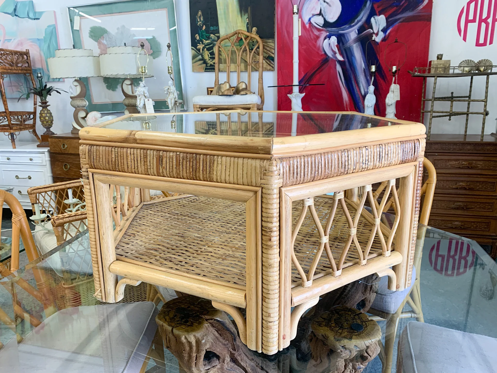 Rattan Hexagon Coffee Table - Image 2