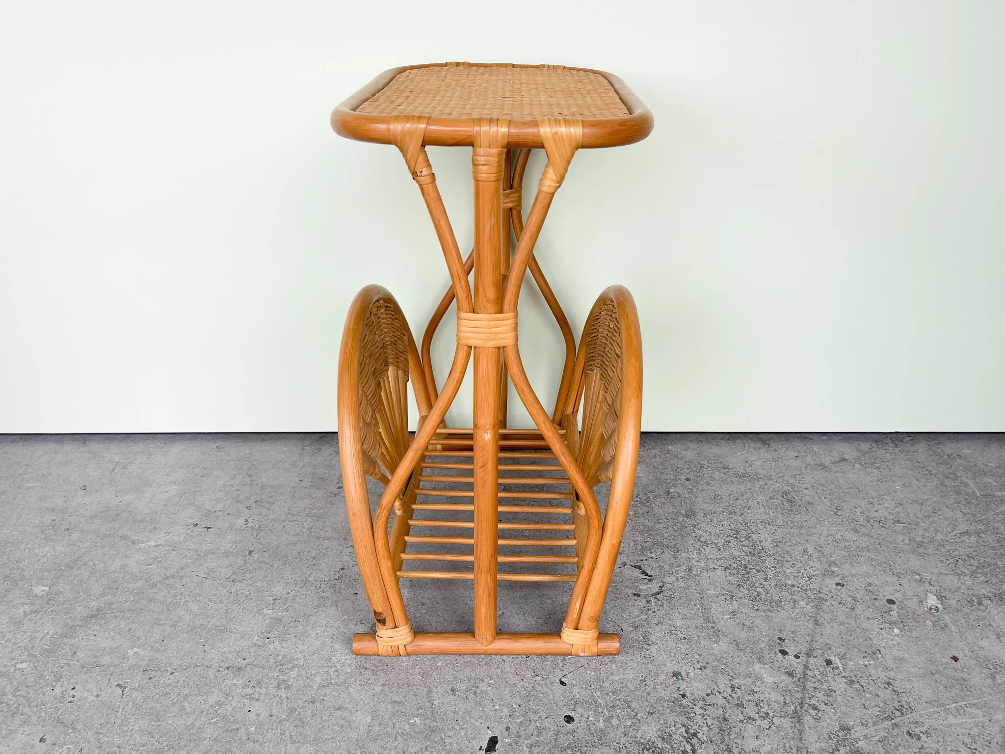 Rattan Sunburst Magazine Side Table - Image 2