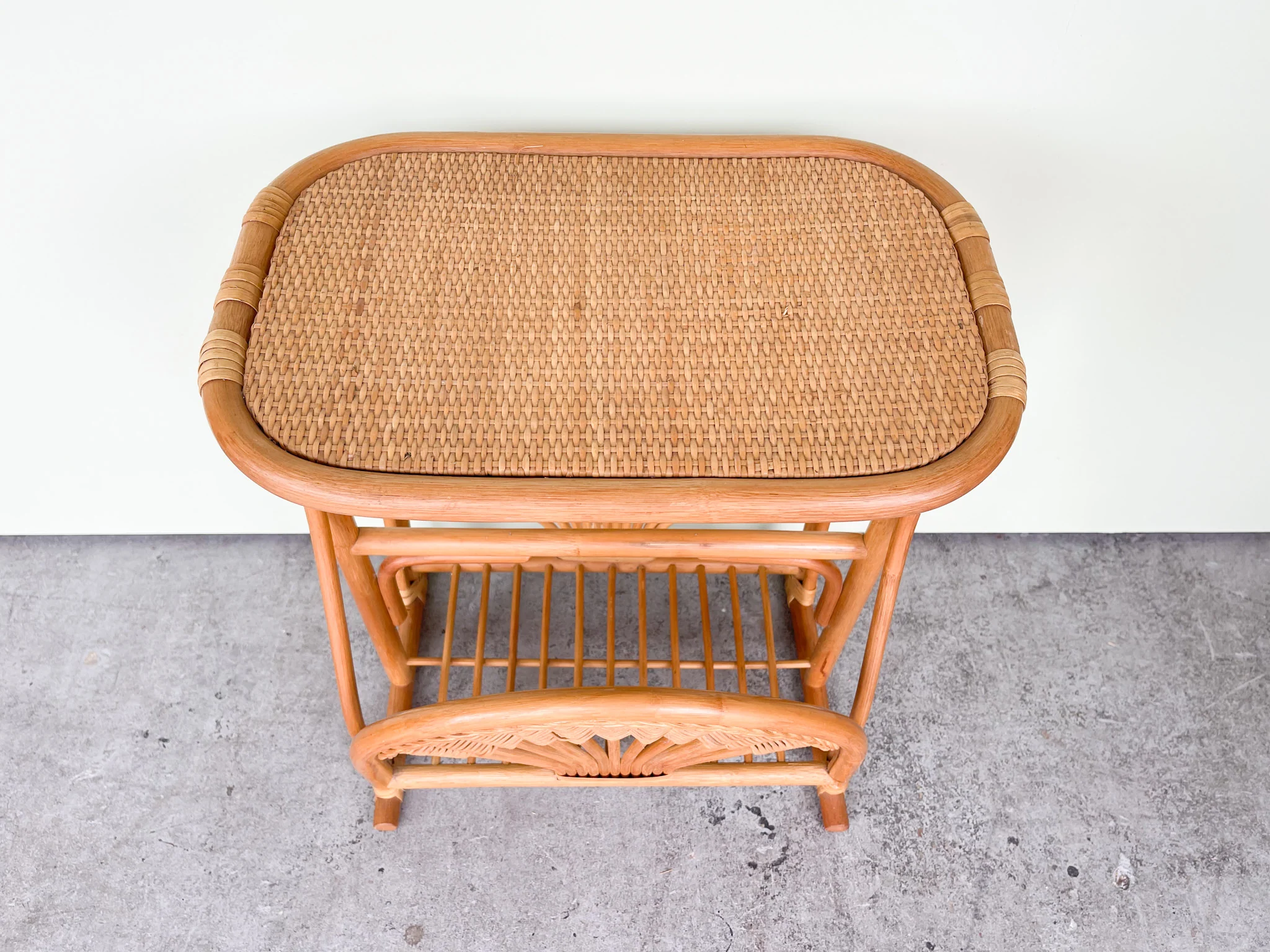 Rattan Sunburst Magazine Side Table - Image 3