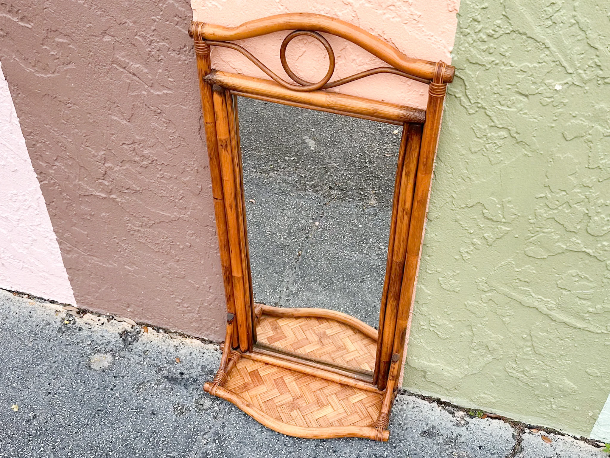 Rattan Mirror with Shelf - Image 2