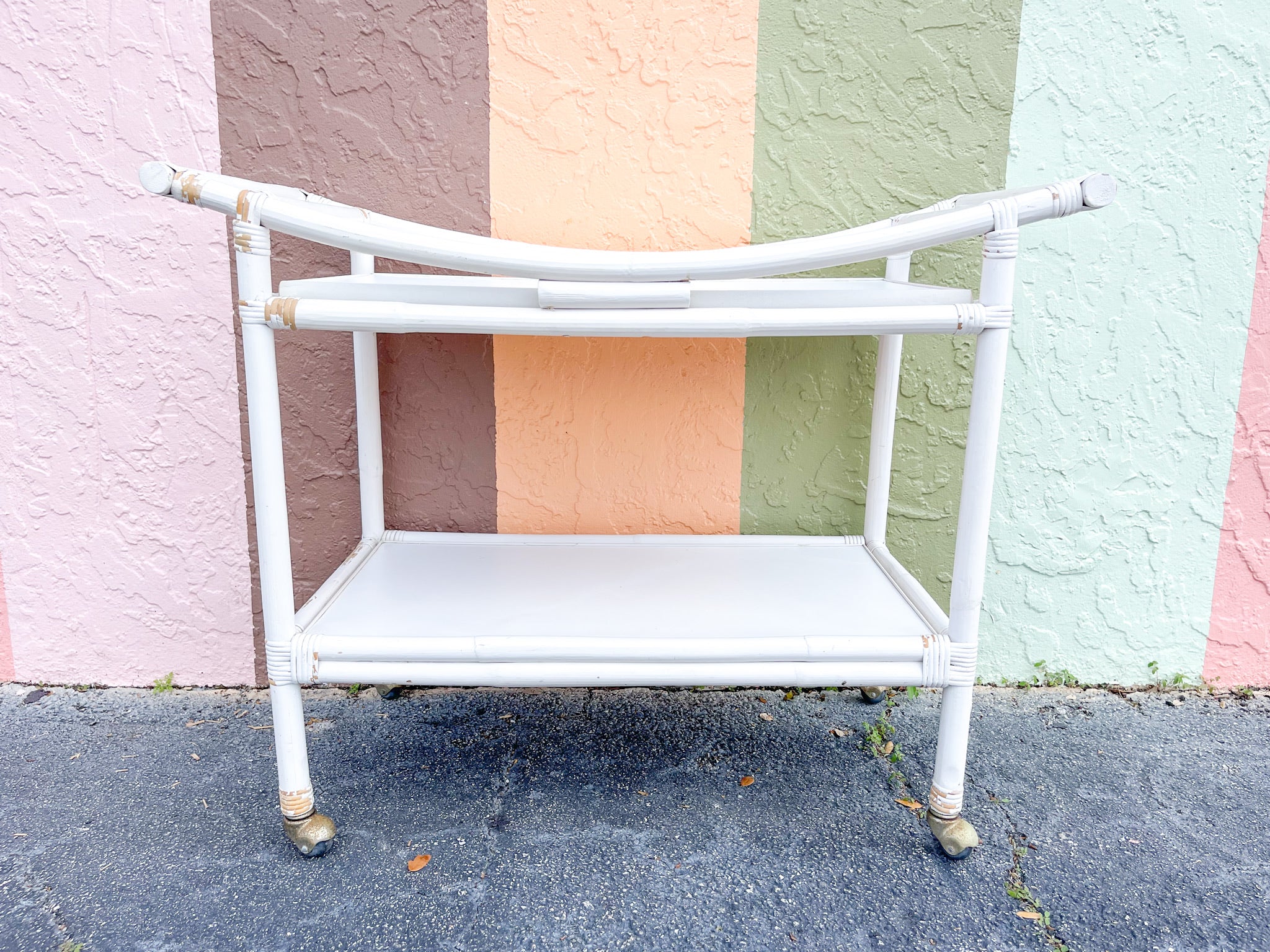 Rattan Pagoda Bar Cart