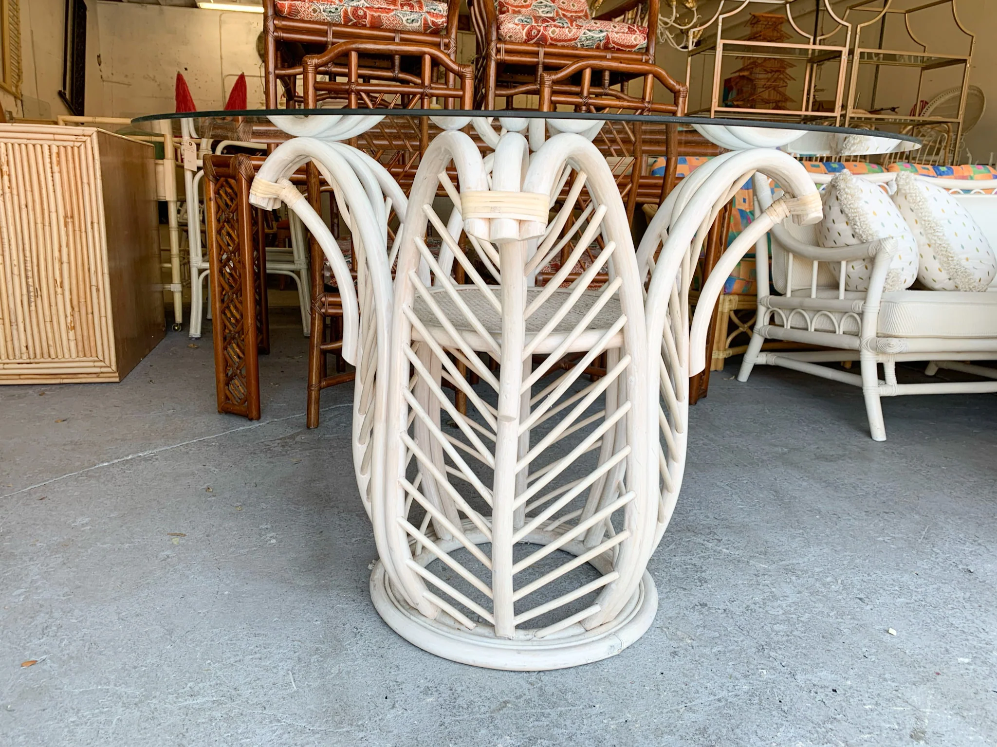 Rattan Palm Leaf Dining Set - Image 2