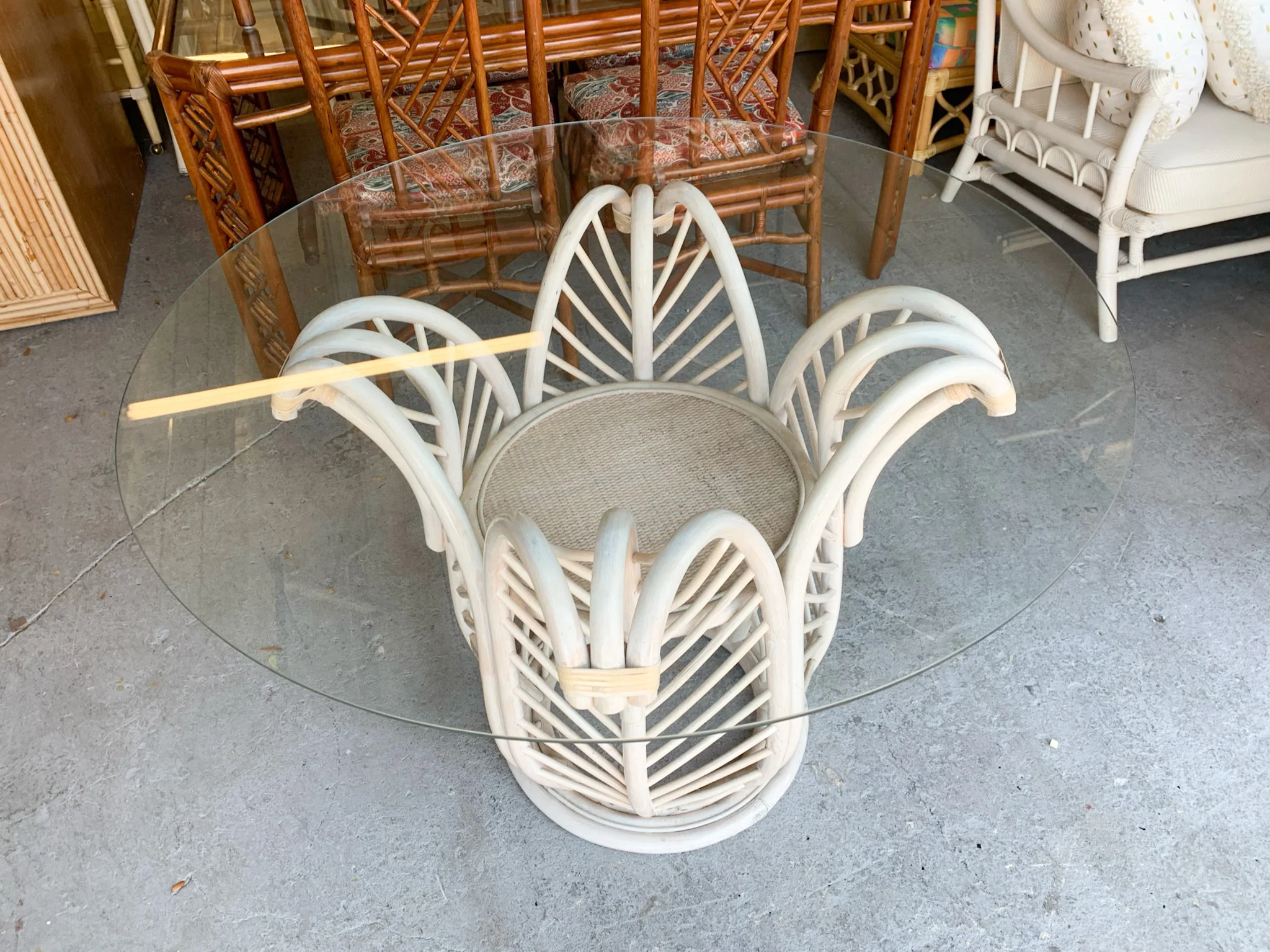 Rattan Palm Leaf Dining Set - Image 4