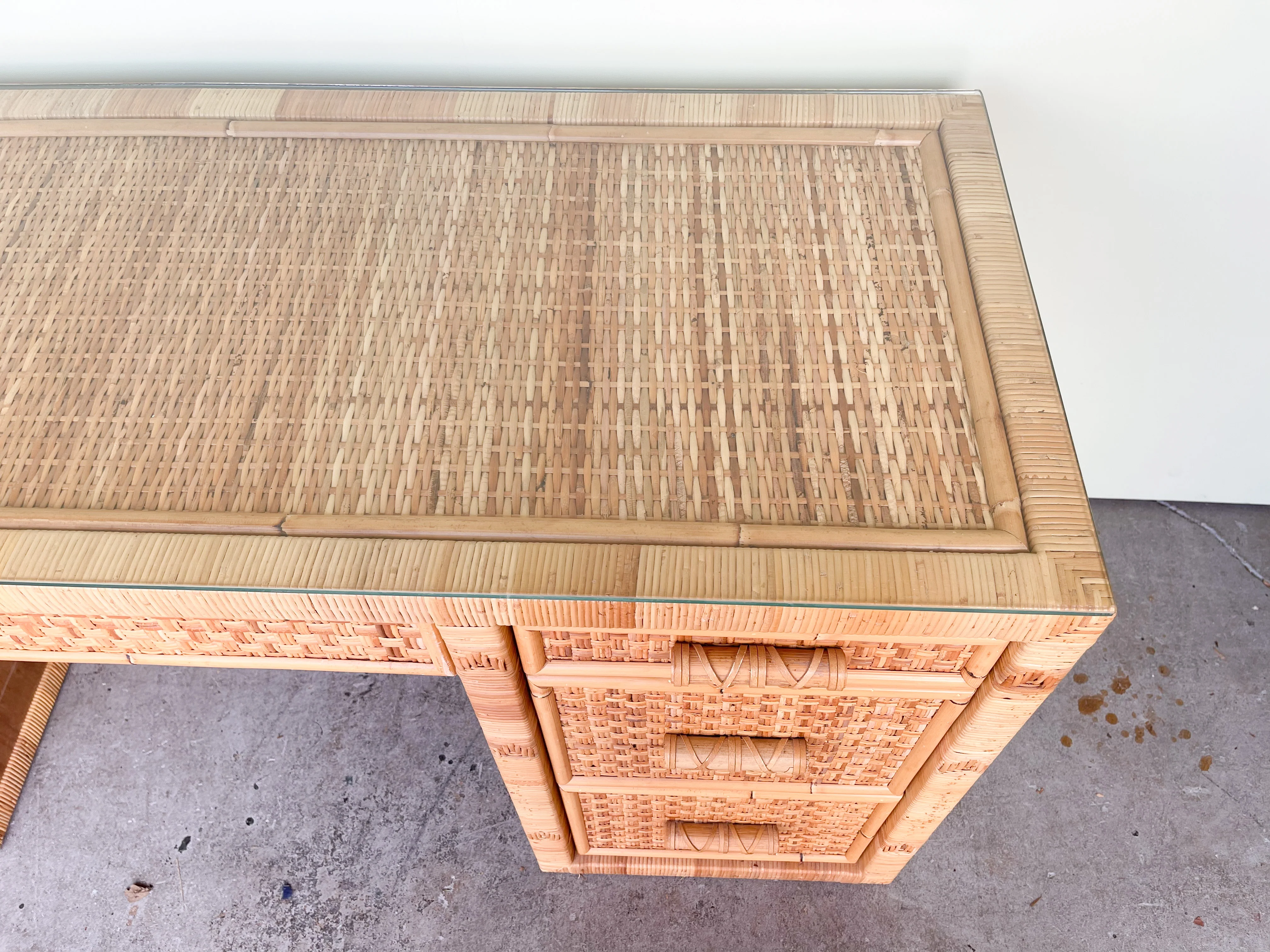 Rattan Wrapped Desk and Chair - Image 5