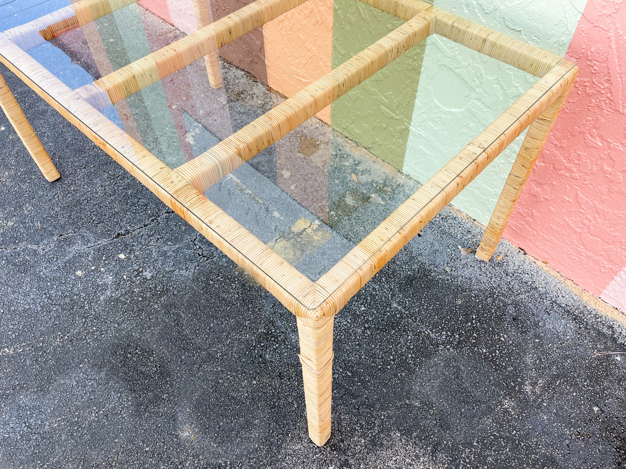 Rattan Wrapped Dining Table - Image 4