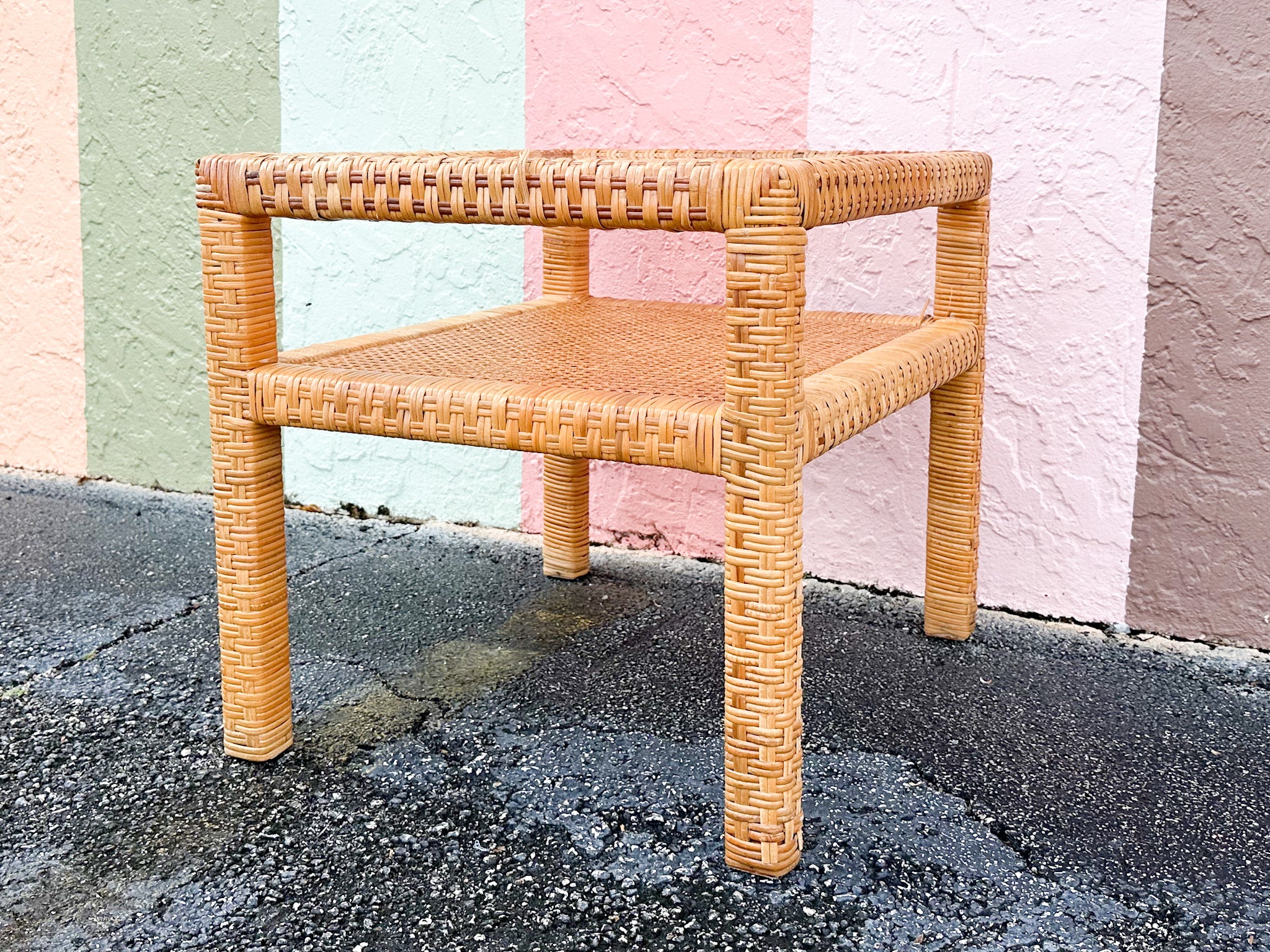 Rattan Wrapped Side Table - Image 3
