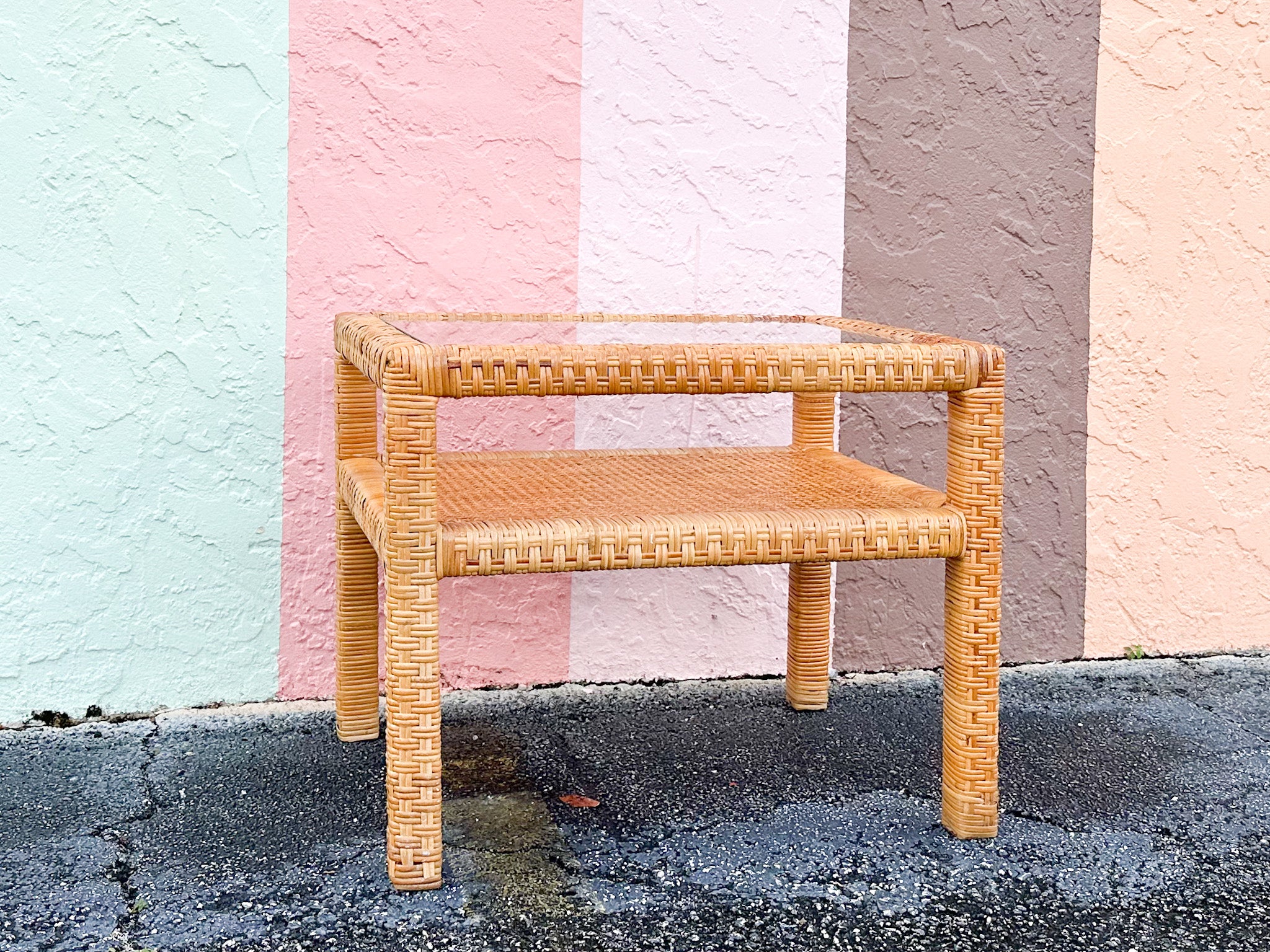 Rattan Wrapped Side Table - Image 4