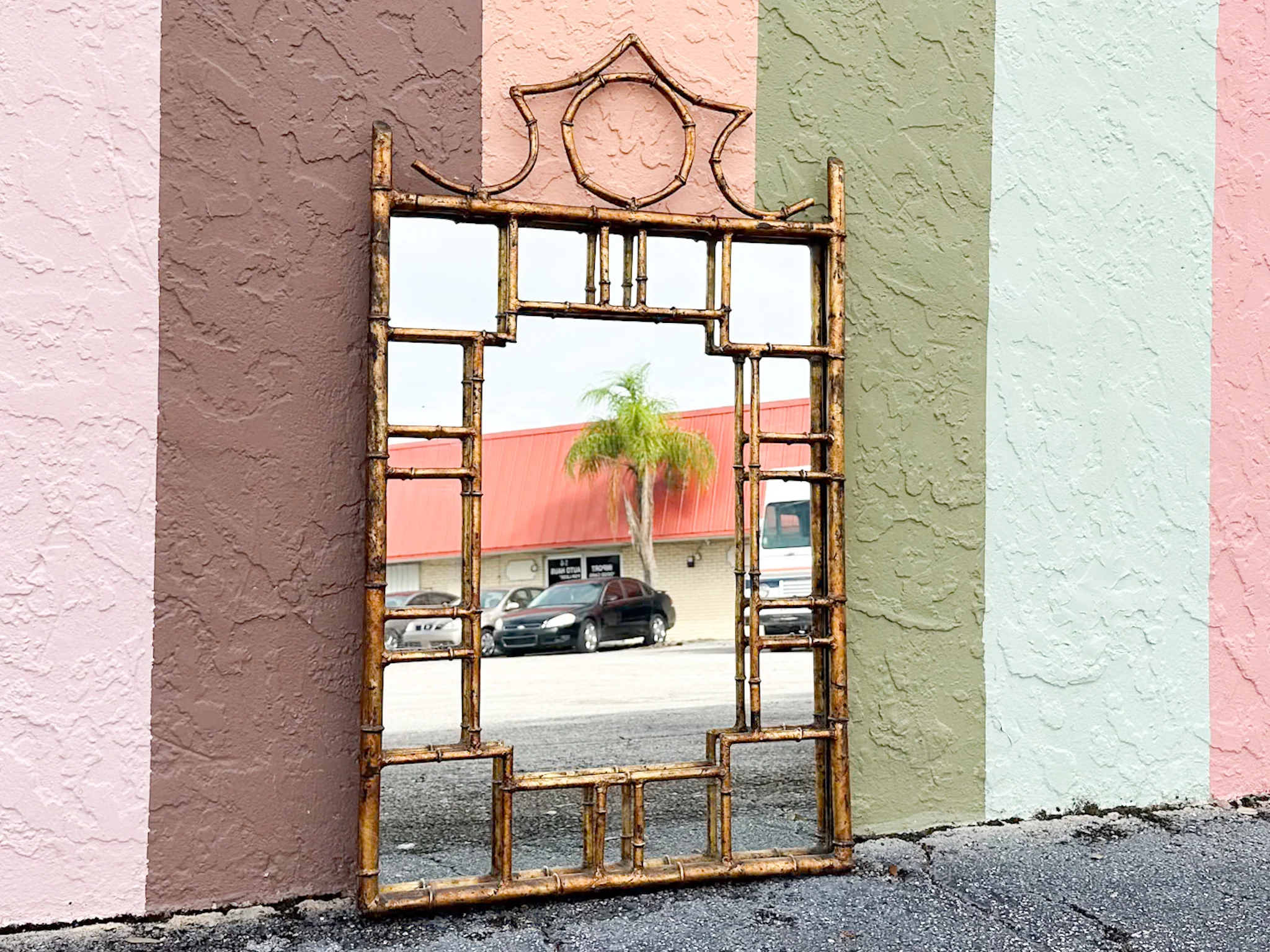 Regency Chic Faux Bamboo Metal Mirror - Image 2