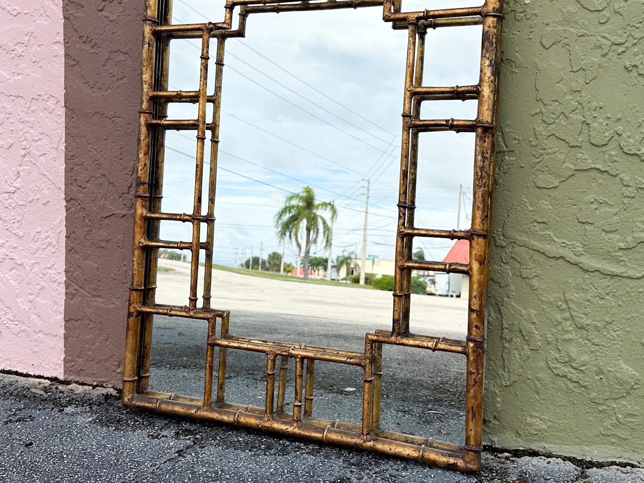 Regency Chic Faux Bamboo Metal Mirror - Image 5