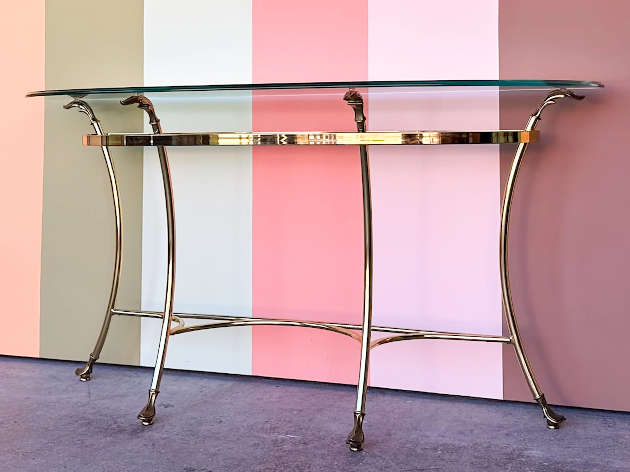 Regency Style Brass Demilune - Image 2