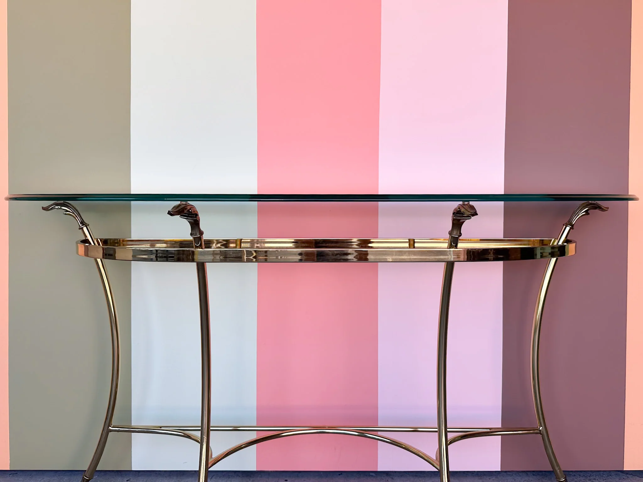 Regency Style Brass Demilune - Image 3