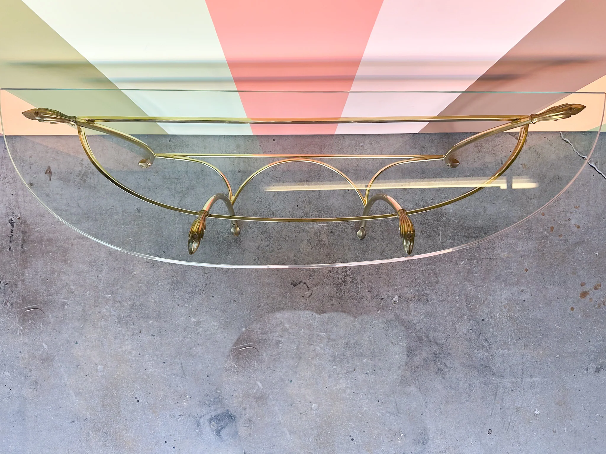 Regency Style Brass Demilune - Image 5