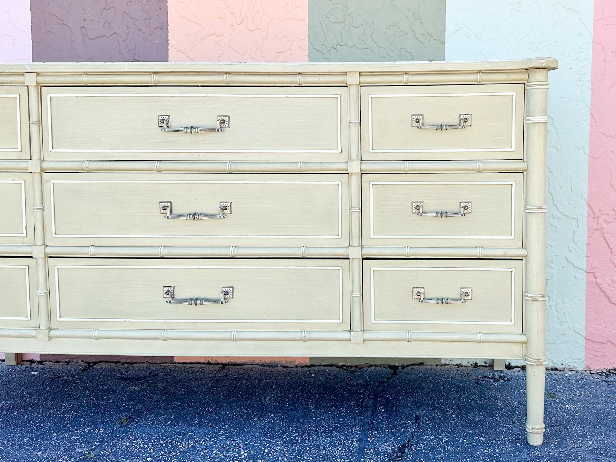 Seafoam Henry Link Faux Bamboo Dresser - Image 12