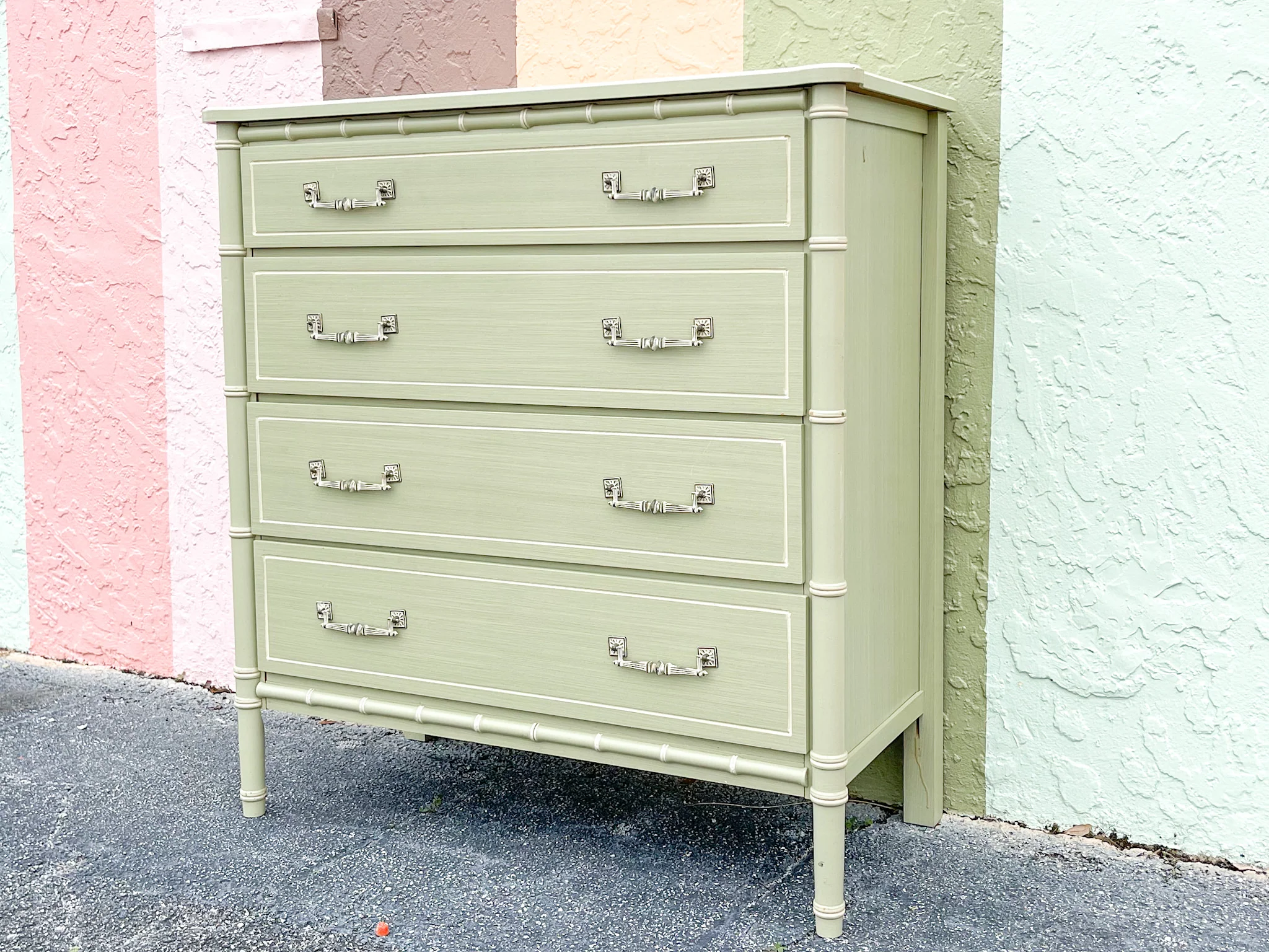 Seafoam Faux Bamboo Tall Chest - Image 4
