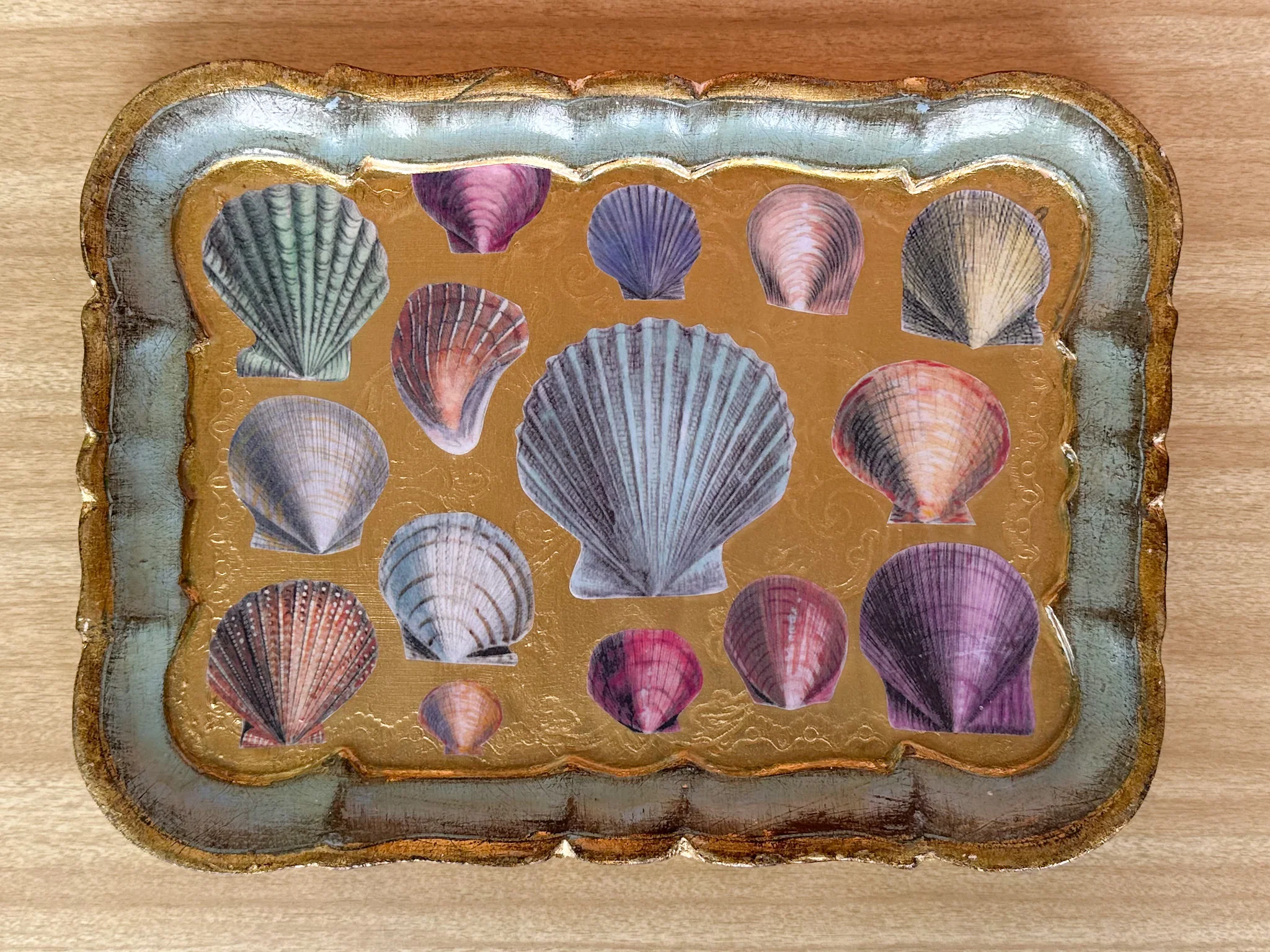 Seafoam Decoupage Shell Tray - Image 2