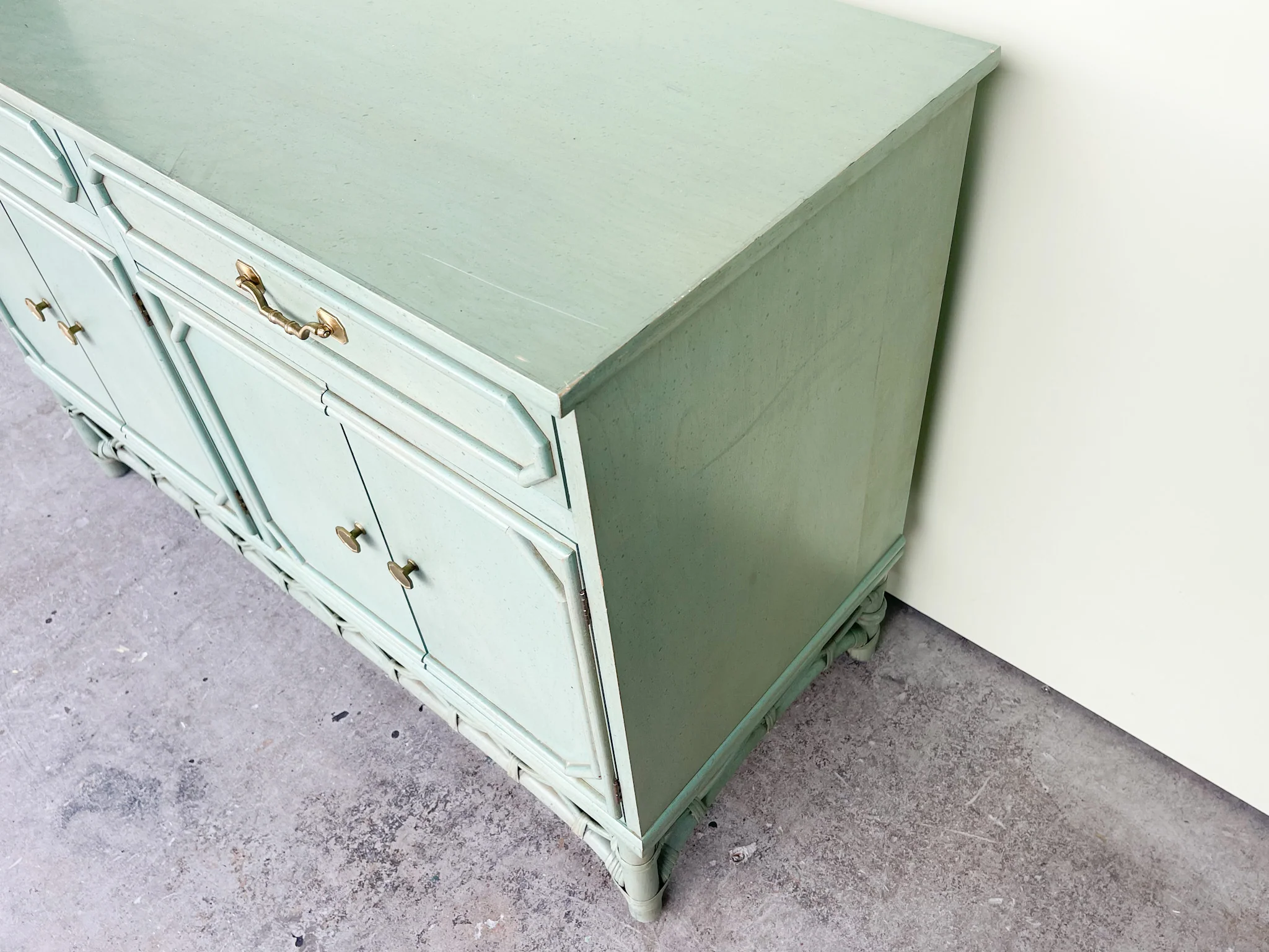 Seafoam Ficks Reed Rattan Server - Image 14