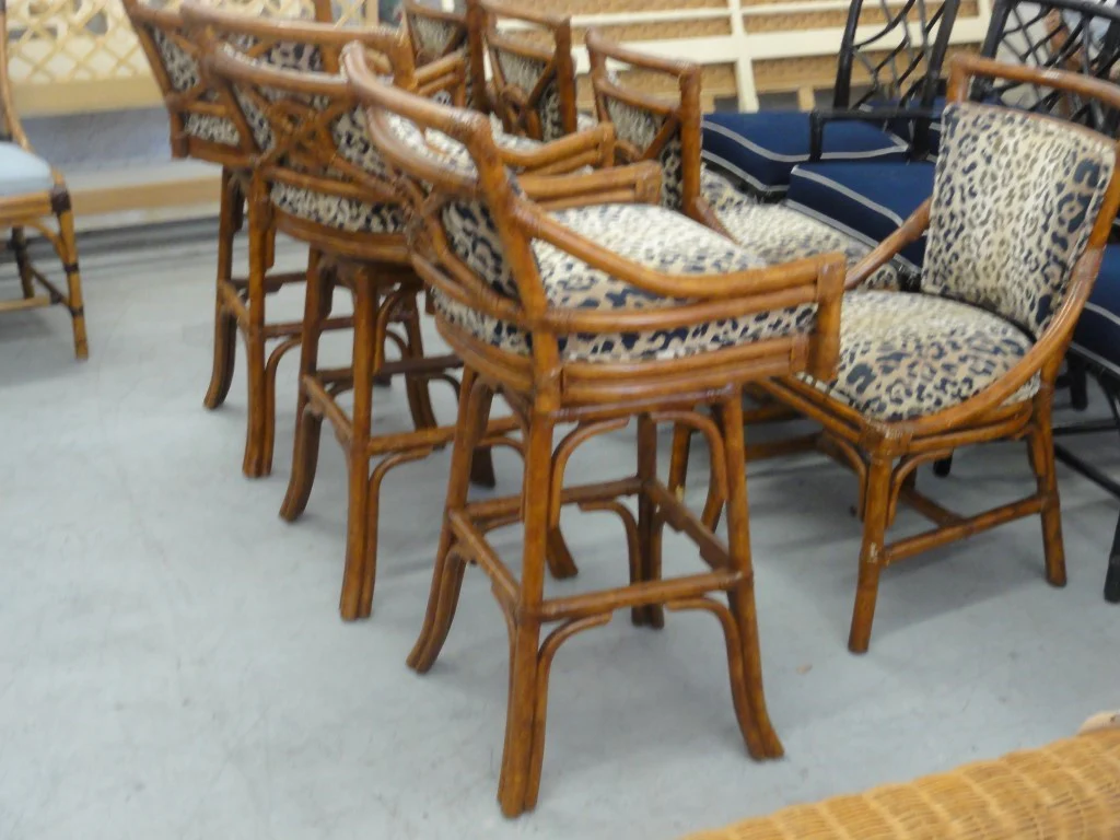 Set of 3 McGuire Style Rattan Target Barstools - Image 10