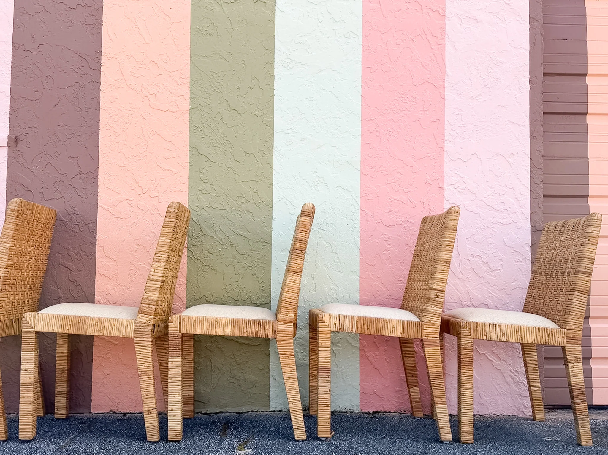 Set of Eight Baldwin Style Rattan Wrapped Dining Chairs - Image 8