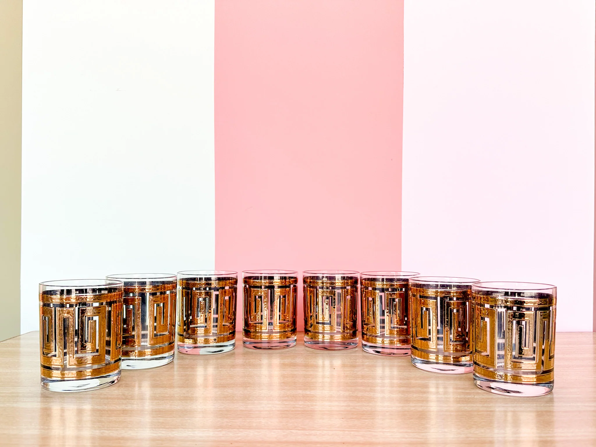 Set of Eight Greek Key Glassware - Image 2