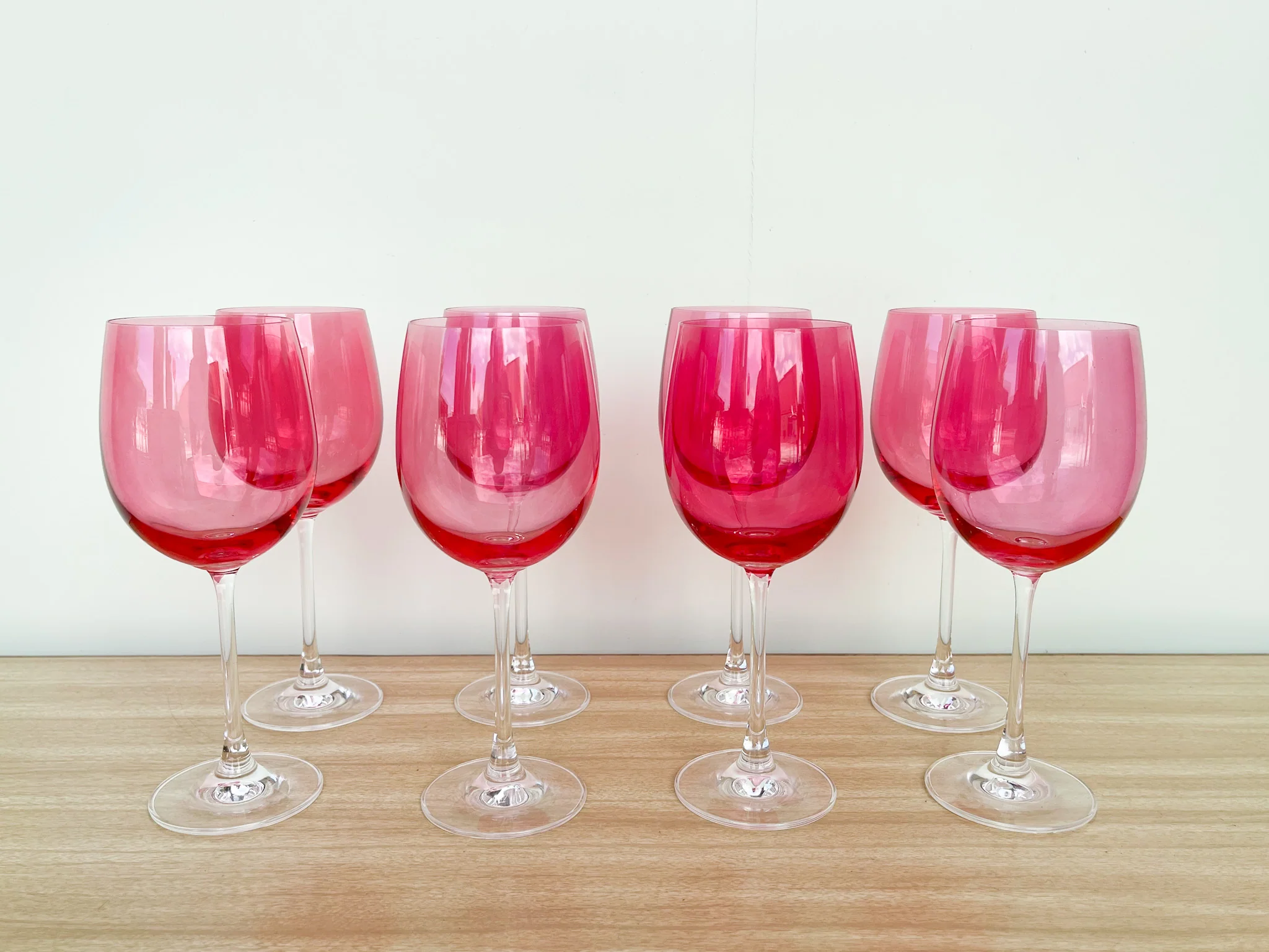Set of Eight Hot Pink Wine Glasses - Image 5