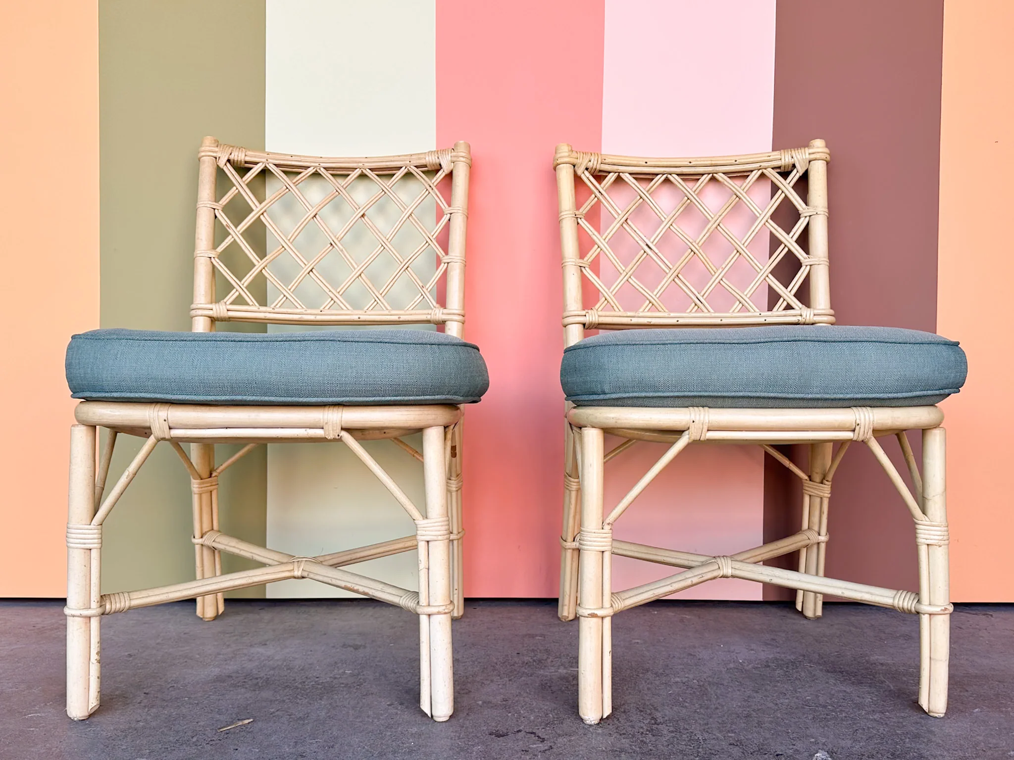 Set of Five Ficks Reed Rattan Dining Chairs - Image 11