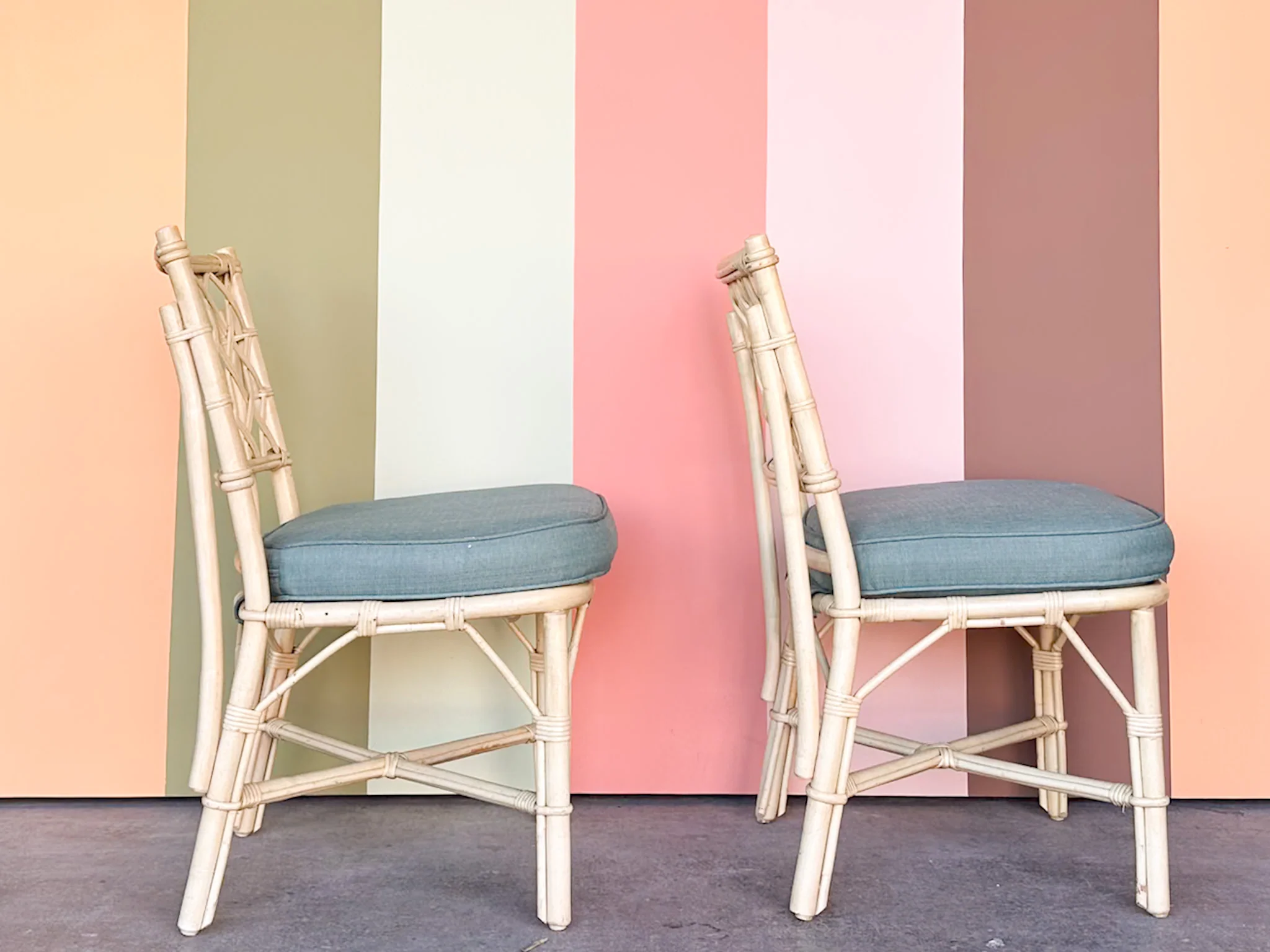 Set of Five Ficks Reed Rattan Dining Chairs - Image 12
