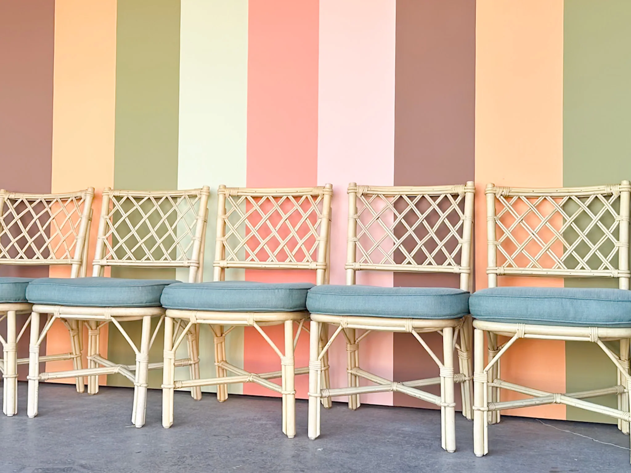 Set of Five Ficks Reed Rattan Dining Chairs - Image 4