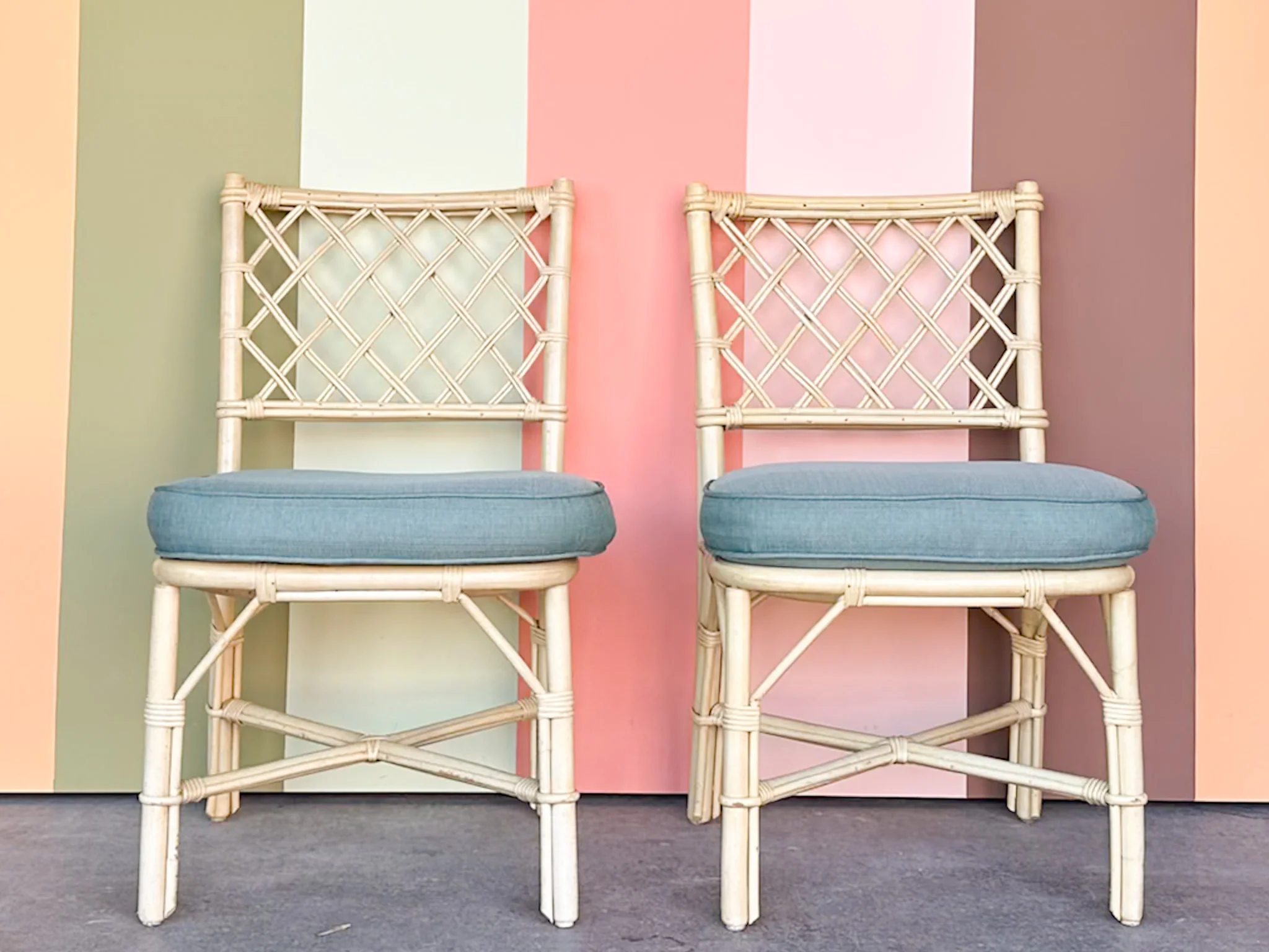 Set of Five Ficks Reed Rattan Dining Chairs - Image 8