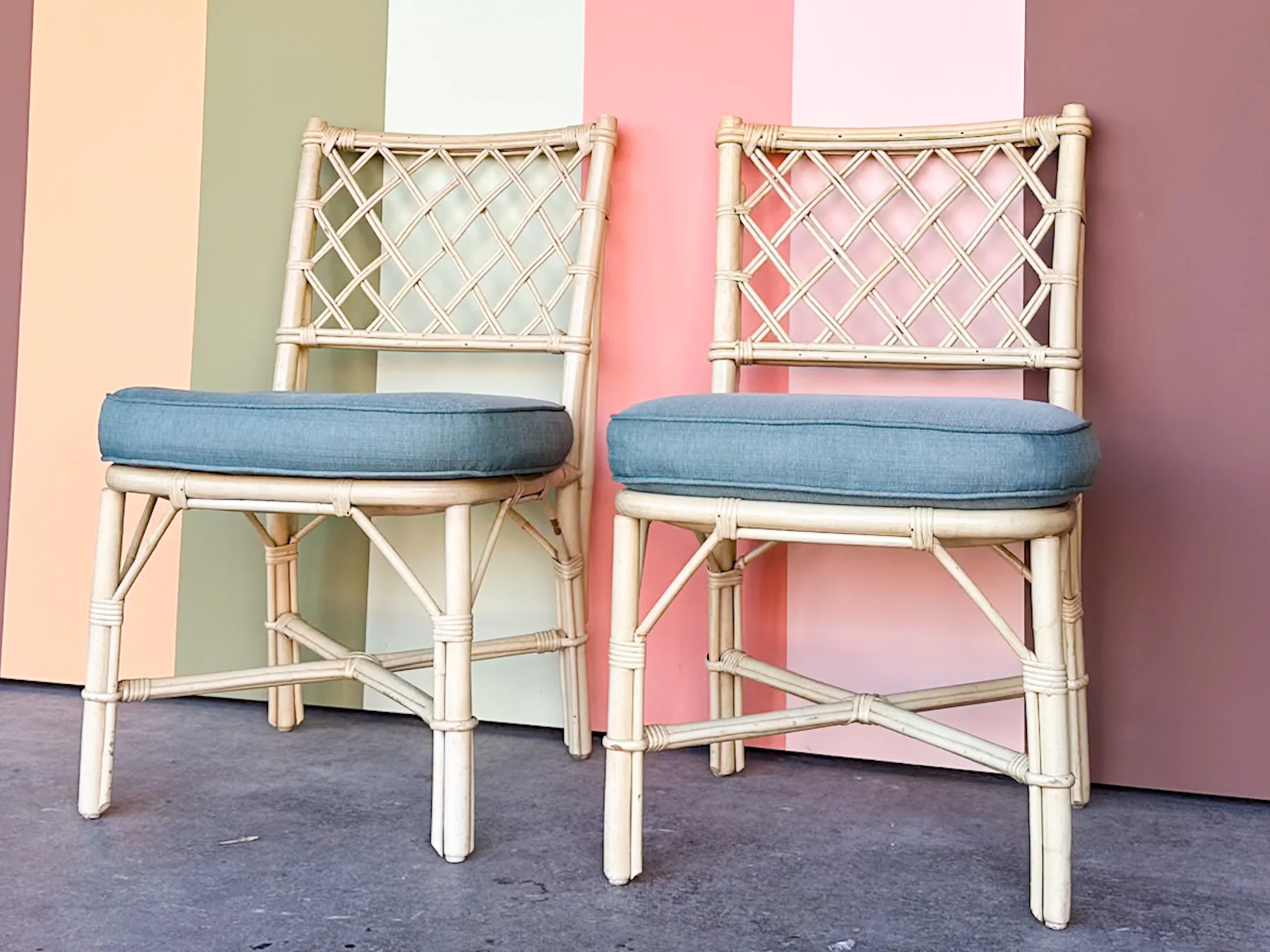 Set of Five Ficks Reed Rattan Dining Chairs - Image 9