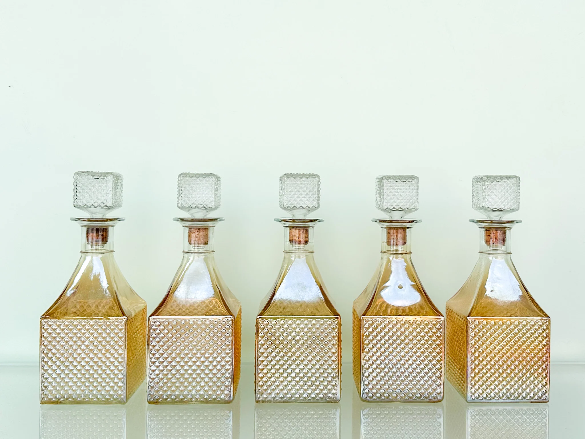 Set of Five Peach Decanters - Image 2