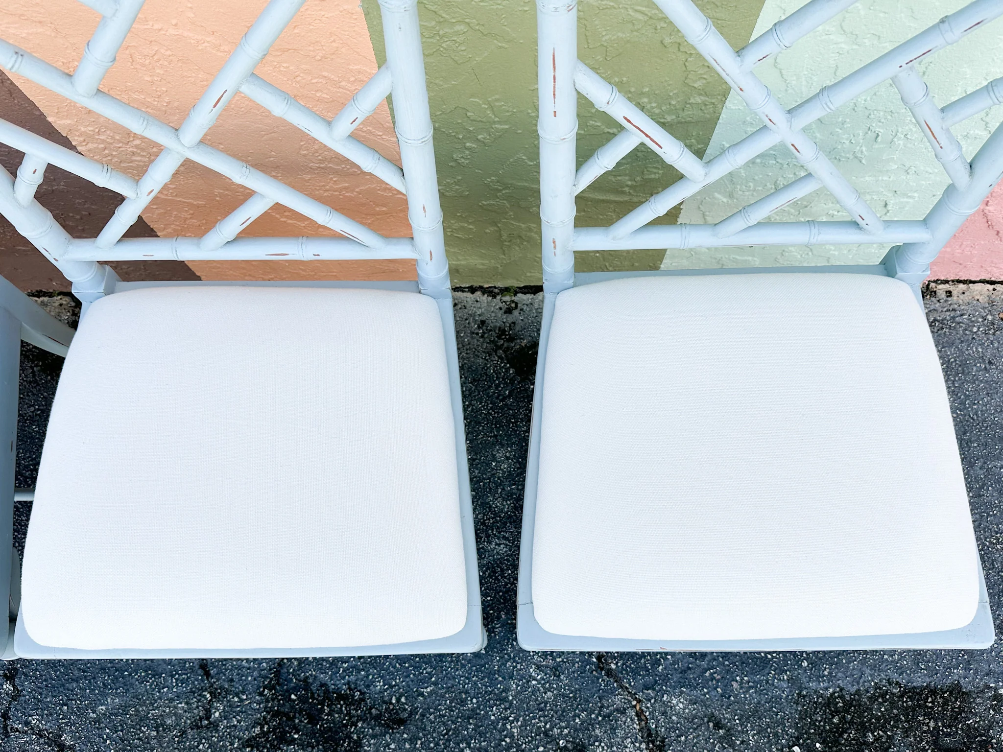Set of Four Baby Blue Chippendale Chairs - Image 8