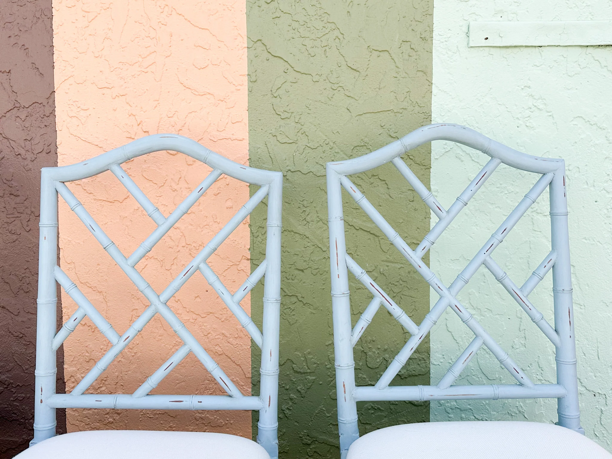 Set of Four Baby Blue Chippendale Chairs - Image 9