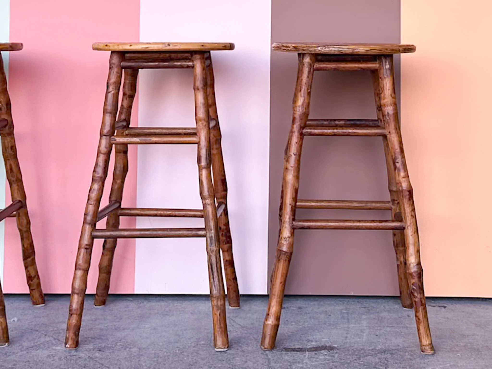 Set of Four Bamboo Counter Stools - Image 4