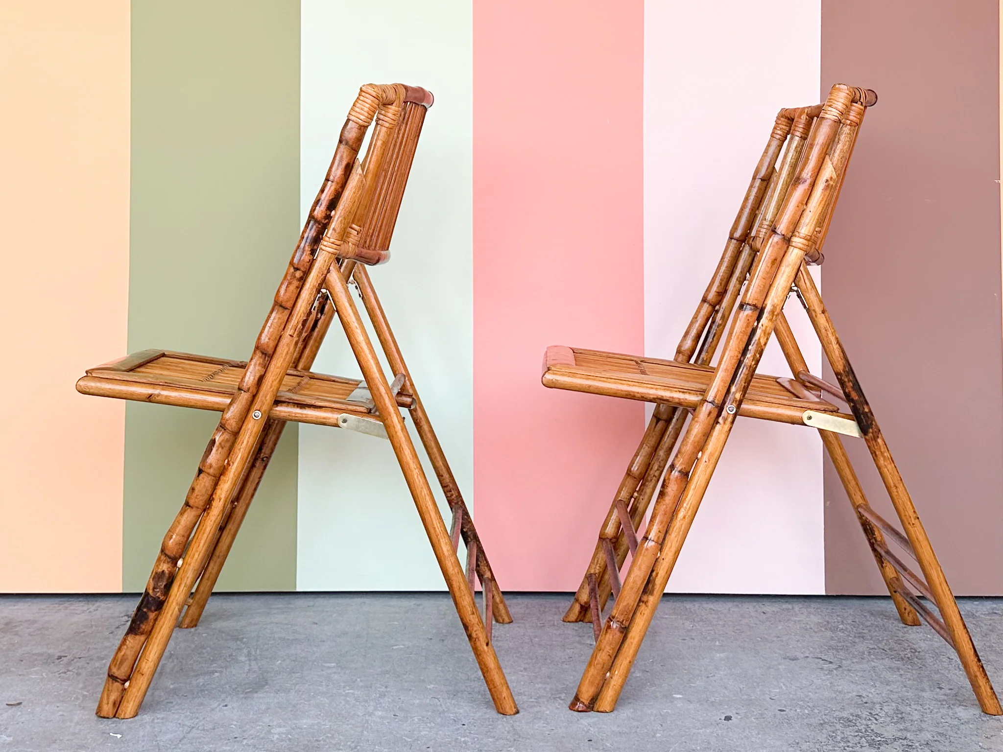 Set of Four Bamboo Folding Chairs - Image 11