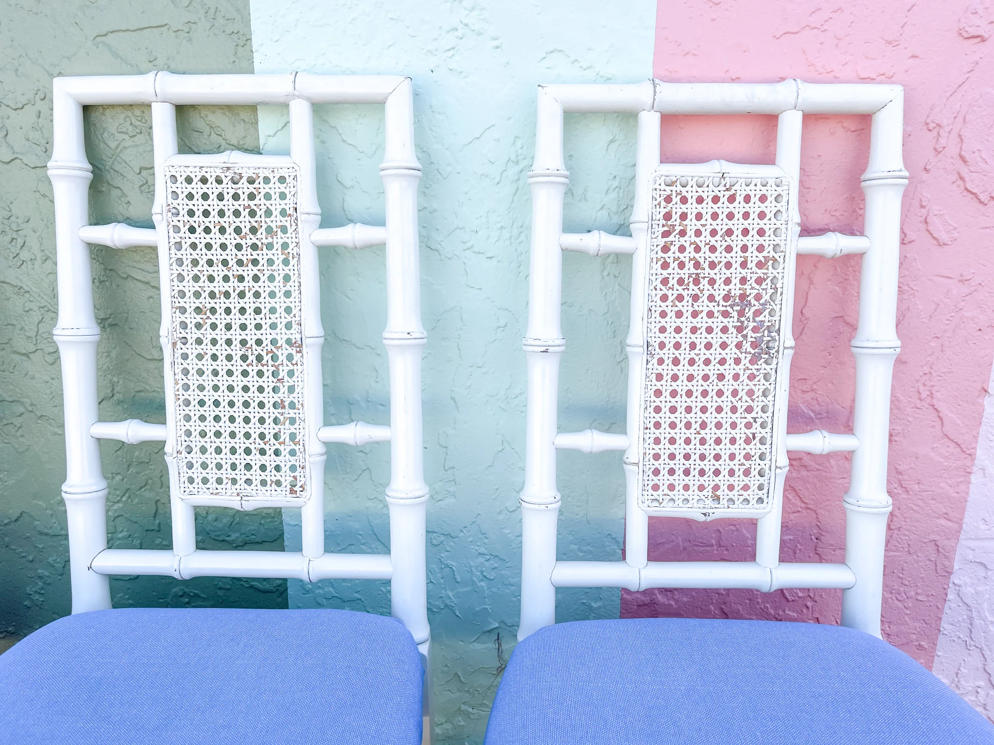 Set of Four Faux Bamboo and Cane Side Chairs - Image 3