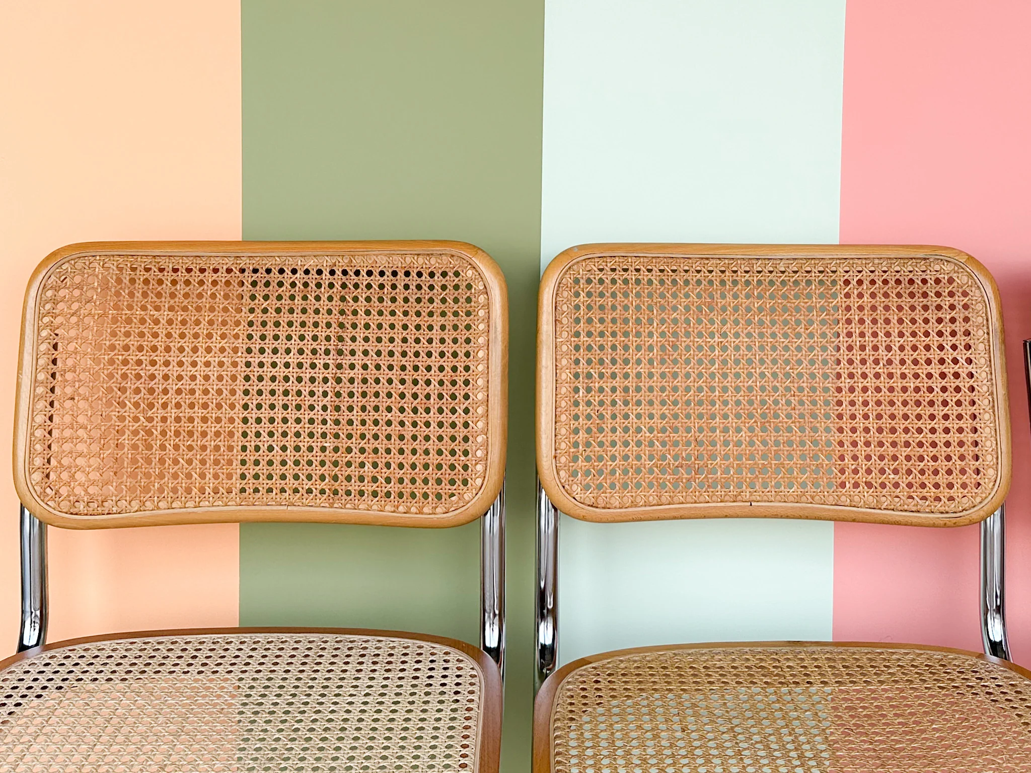 Set of Four Cane Cantilever Bar Stools - Image 4