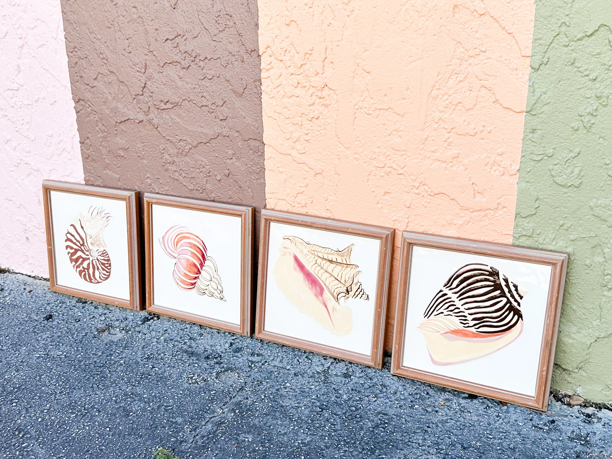 Set of Four Ceramic Hand Painted Shell Wall Art - Image 2