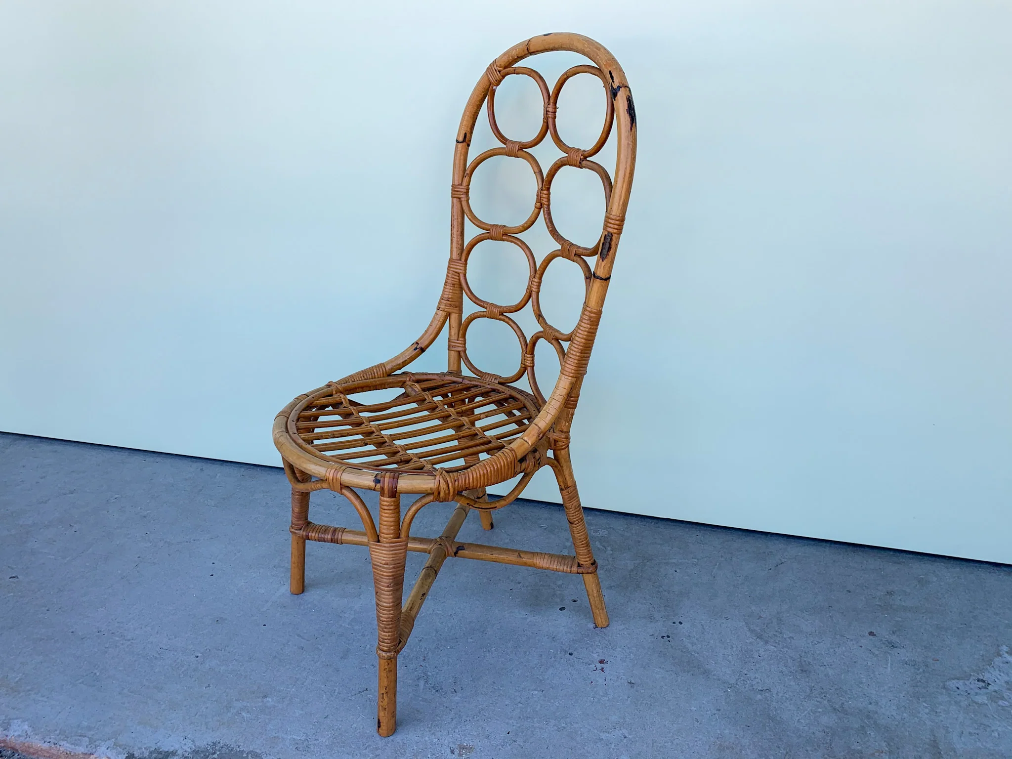 Set of Four Circle Back Rattan Chairs - Image 2