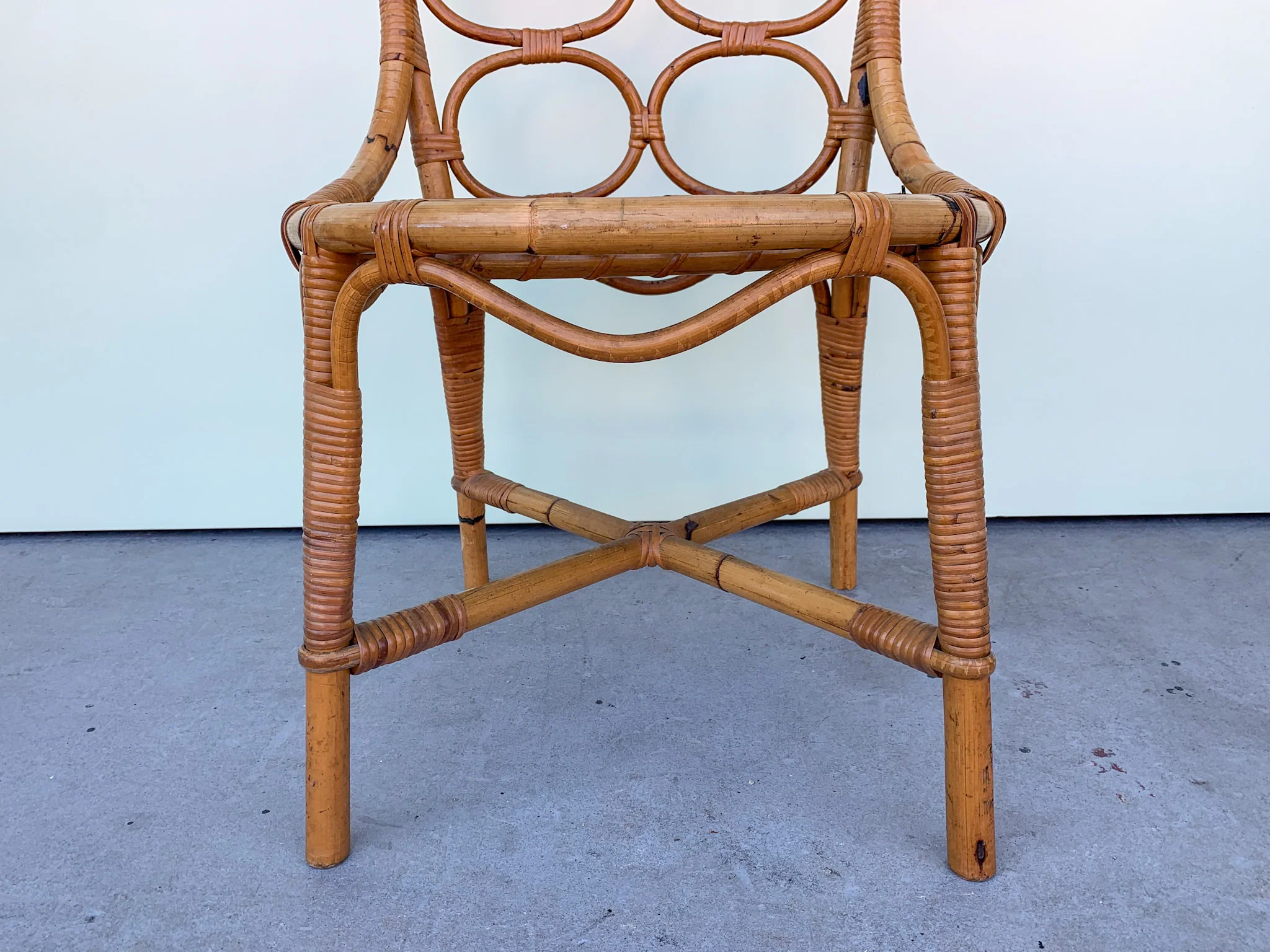Set of Four Circle Back Rattan Chairs - Image 5
